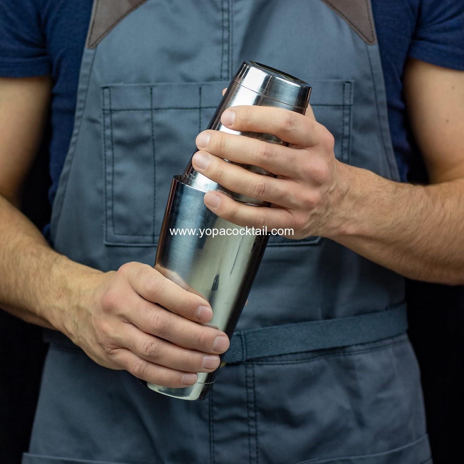 Wholesale Professional Cocktail Shaker Set Bartending Kit: 28 oz Weighted Boston Shaker Tins, Hawthorne Strainer, and Japanese Jigger - Supplier