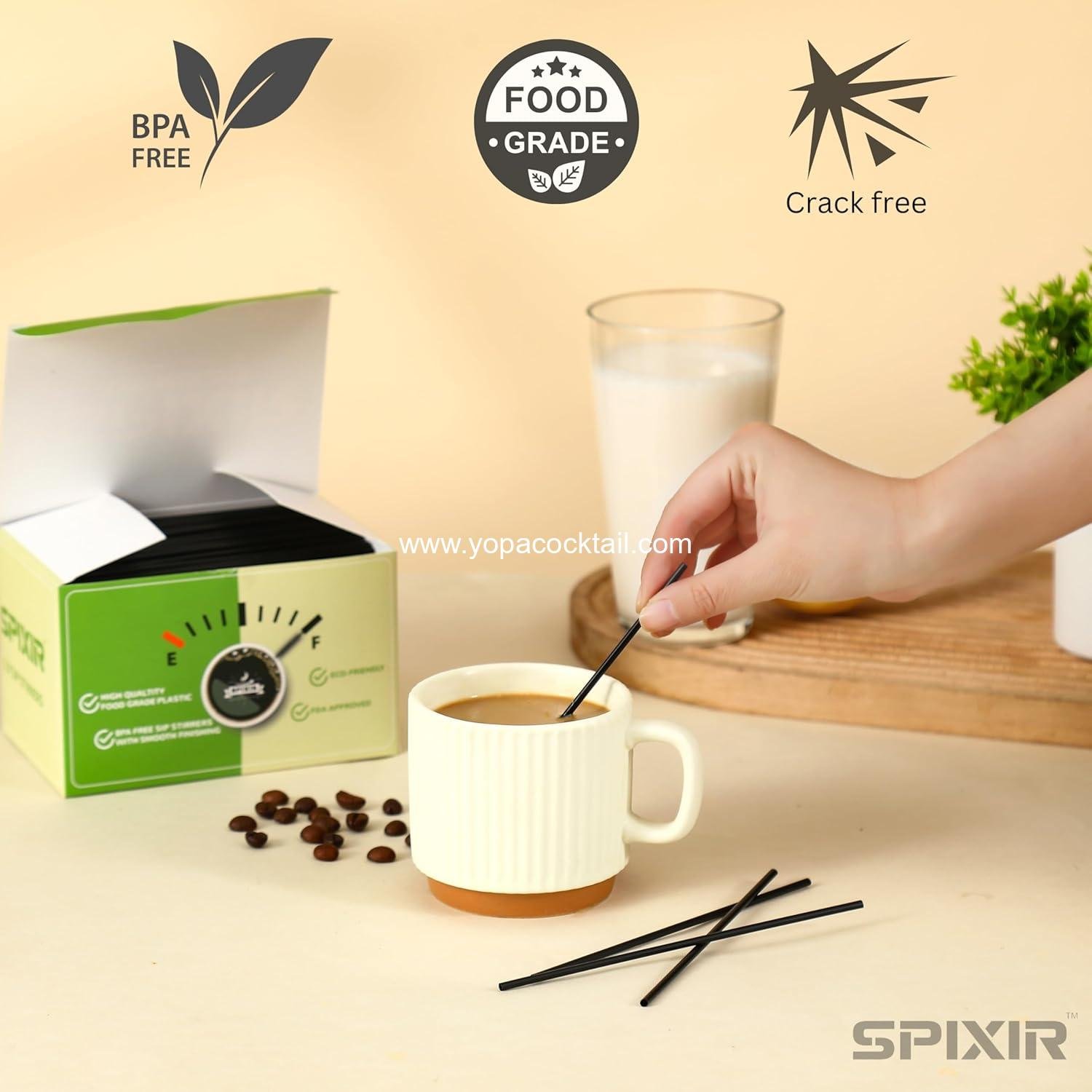 Wholesale Coffee Stir Sticks, Disposable 5.5-inch Plastic Drinking Straws, 1000pcs Cocktail Stirrers, Black Straws, Supplier