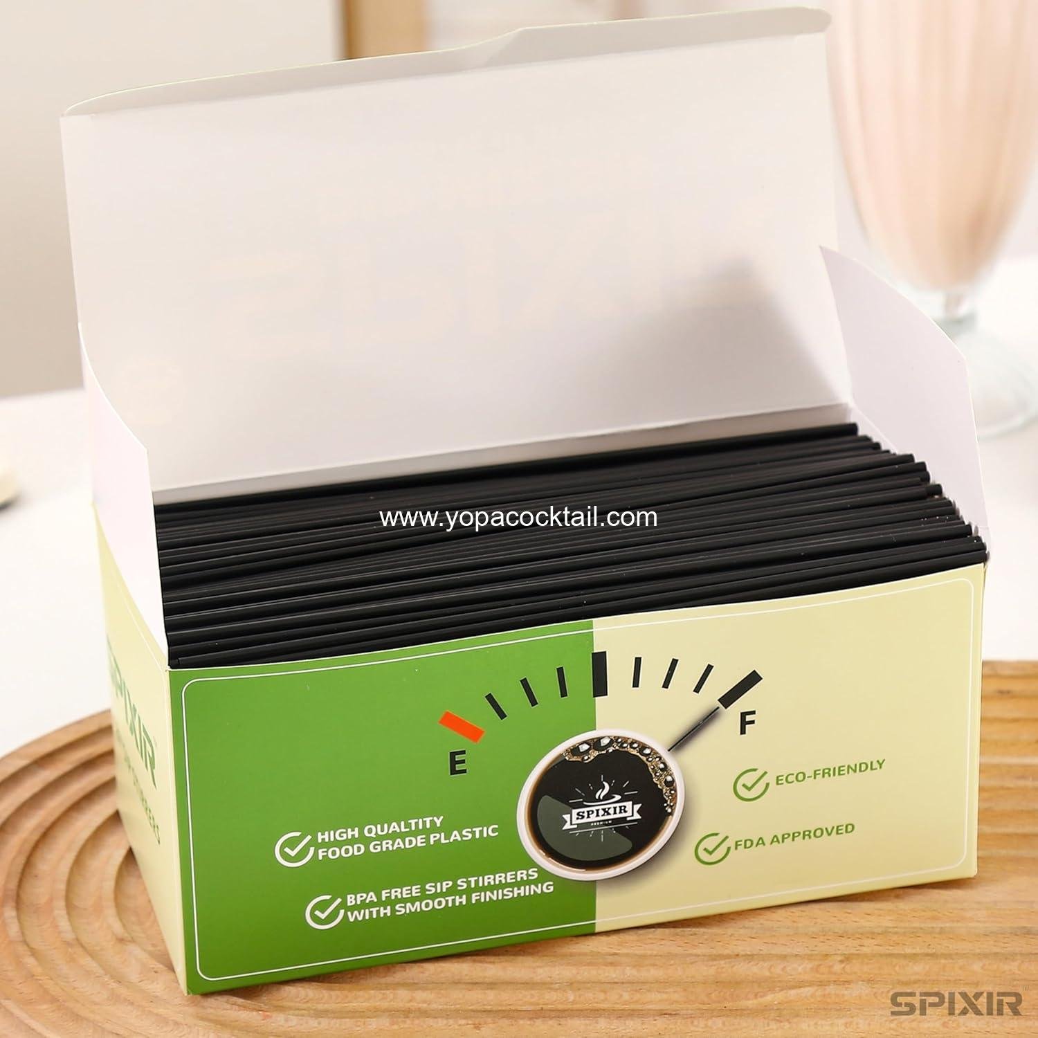 Wholesale Coffee Stir Sticks, Disposable 5.5-inch Plastic Drinking Straws, 1000pcs Cocktail Stirrers, Black Straws, Supplier