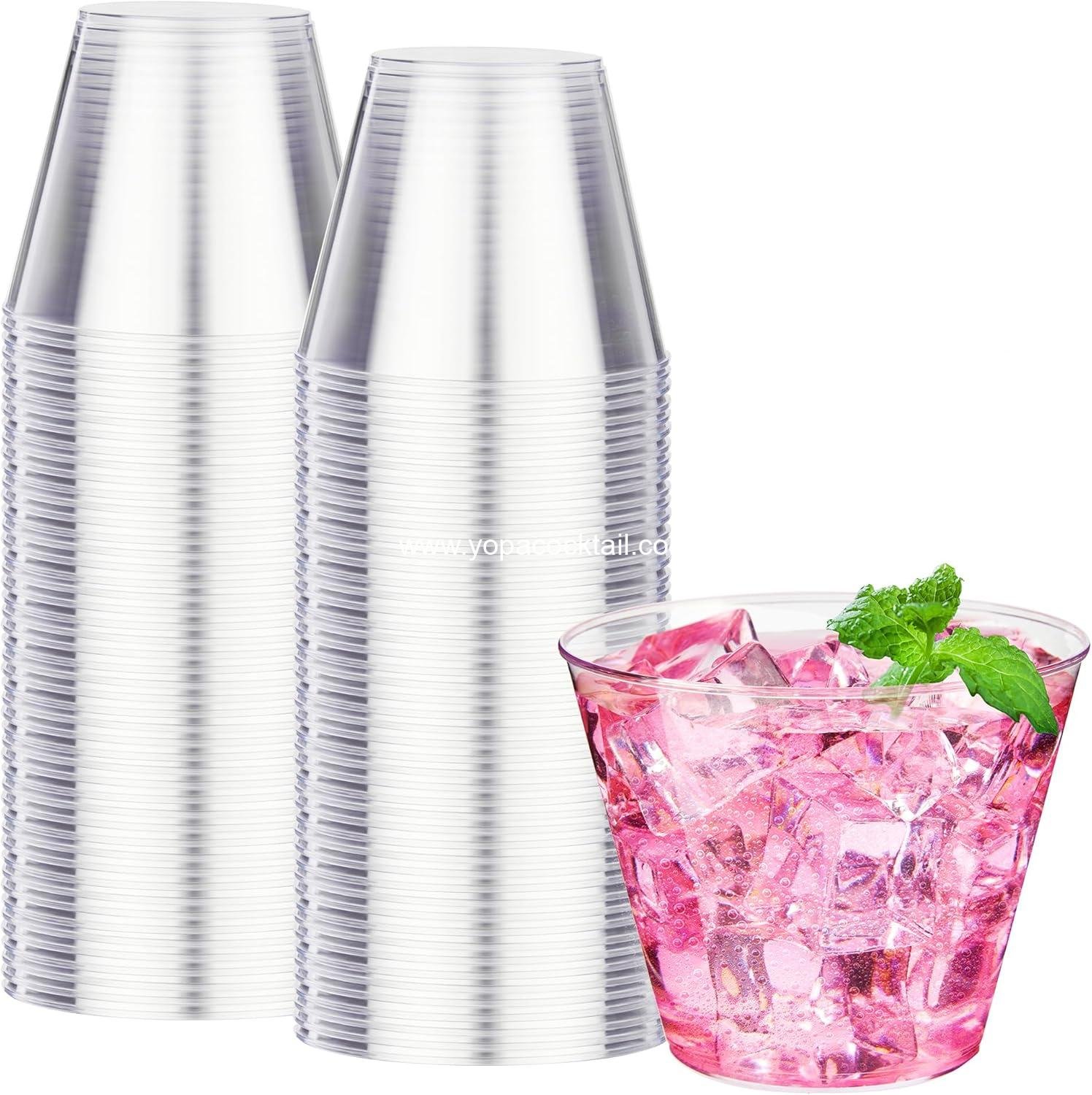 RACETOP 9 oz Clear Plastic Cups 100 packs, Disposable Plastic Party Cups Tumblers, Cocktail Cups, Perfect for Parties, Wedding and Events