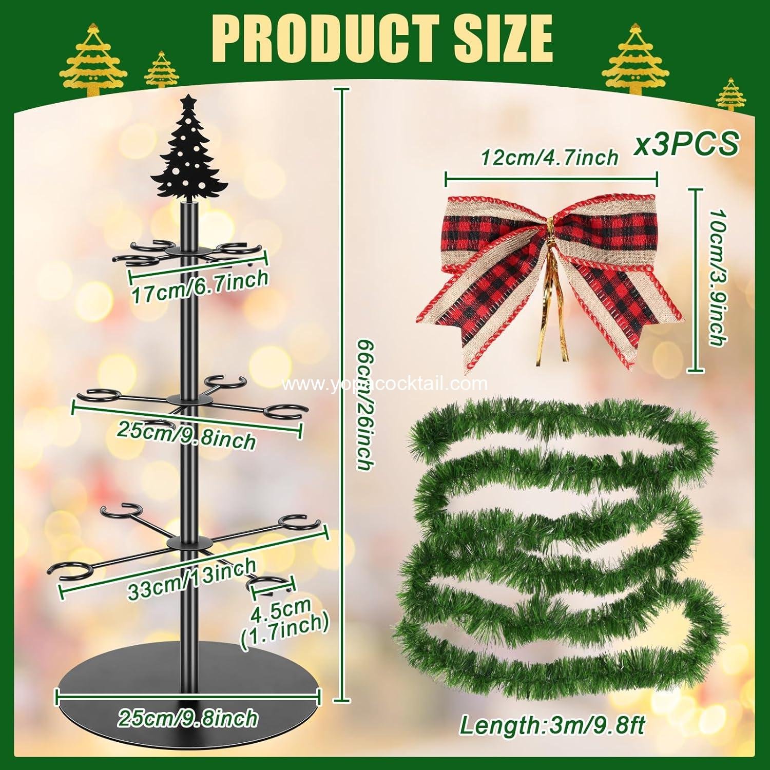 Wholesale Christmas Cocktail Tree Stand, 3-Tier Champagne Tower with 12 Holders for Displaying Cocktails, Martinis, Margaritas at Weddings, Bridal Showers, Parties, and Celebrations - Supplier Wholesale Christmas Cocktail Tree Stand, 3-Tier Champagne Tower with 12 Holders for Displaying Cocktails, Martinis, Margaritas at Weddings, Bridal Showers, Parties, and Celebrations - Supplier