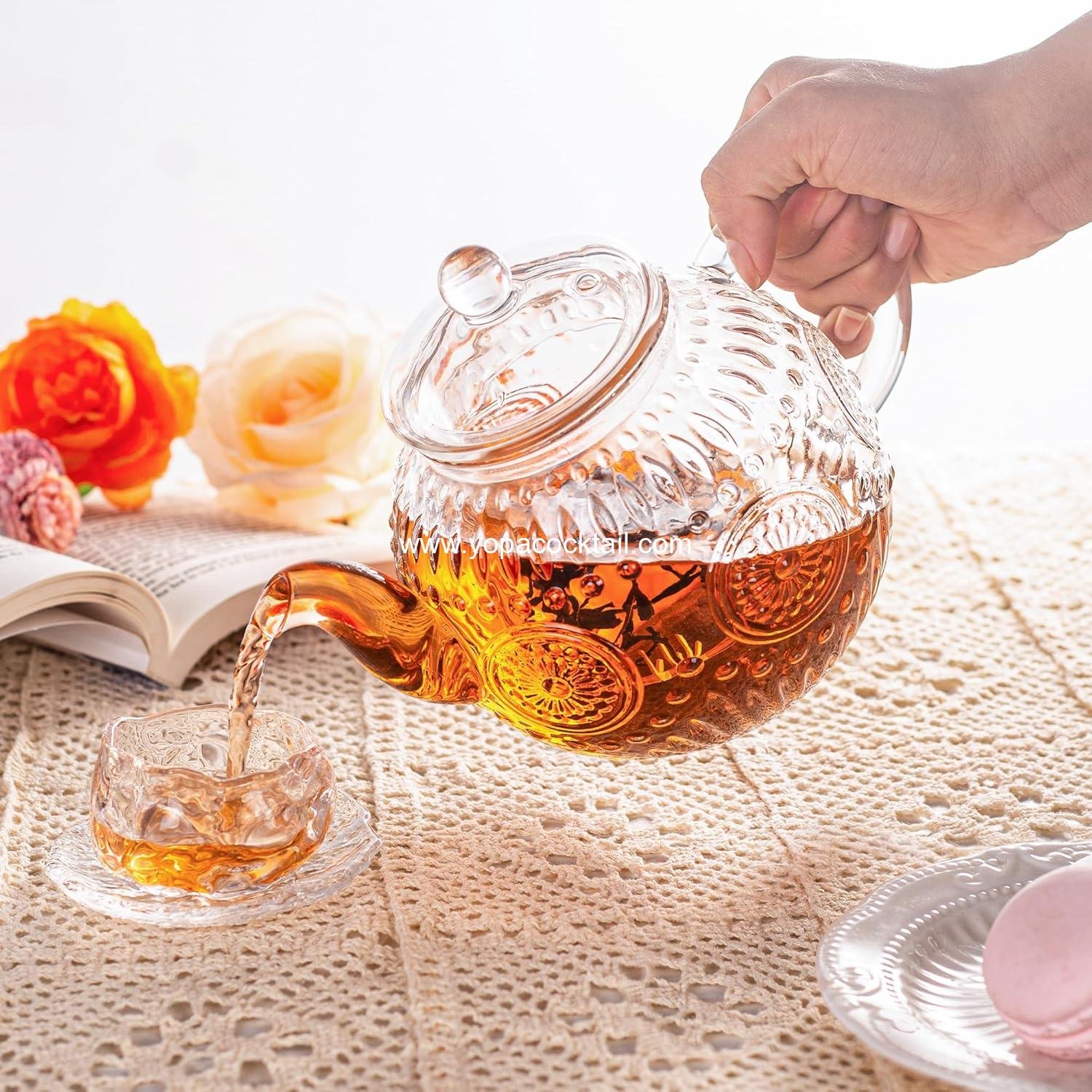 Wholesale Vintage Glass Teapot with Removable Infuser 32oz 1000ml Borosilicate Glass - Stovetop Safe Blooming & Loose Leaf Tea Maker Set Manufacturer