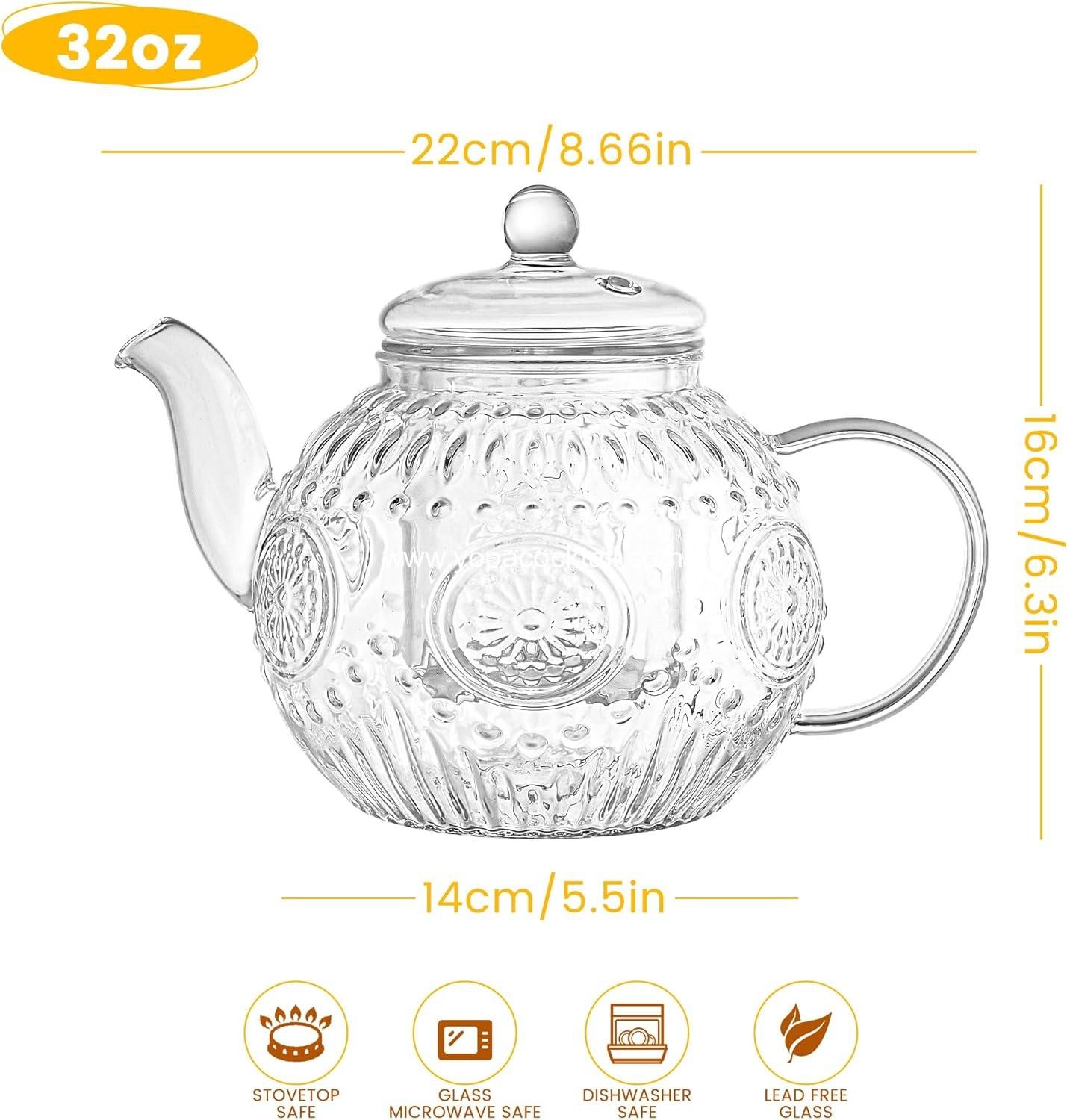 Wholesale Vintage Glass Teapot with Removable Infuser 32oz 1000ml Borosilicate Glass - Stovetop Safe Blooming & Loose Leaf Tea Maker Set Manufacturer