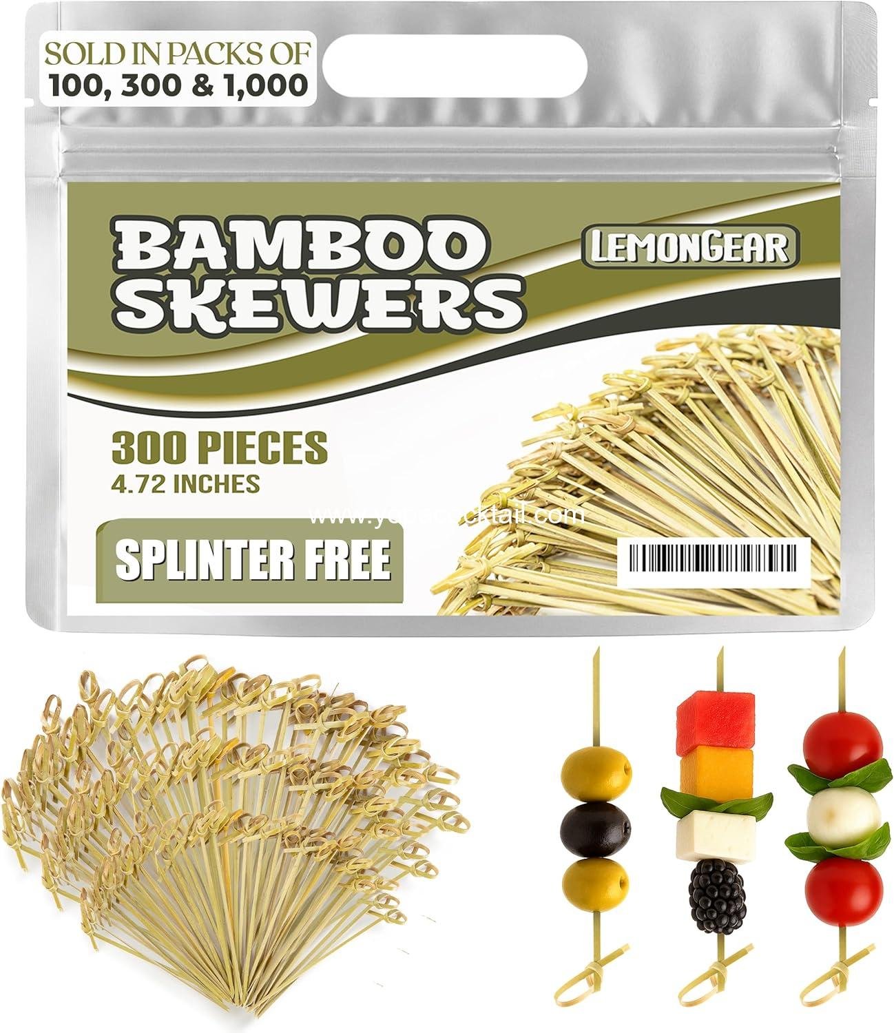 Wholesale 100 Pcs Green Bamboo Skewers 4.7