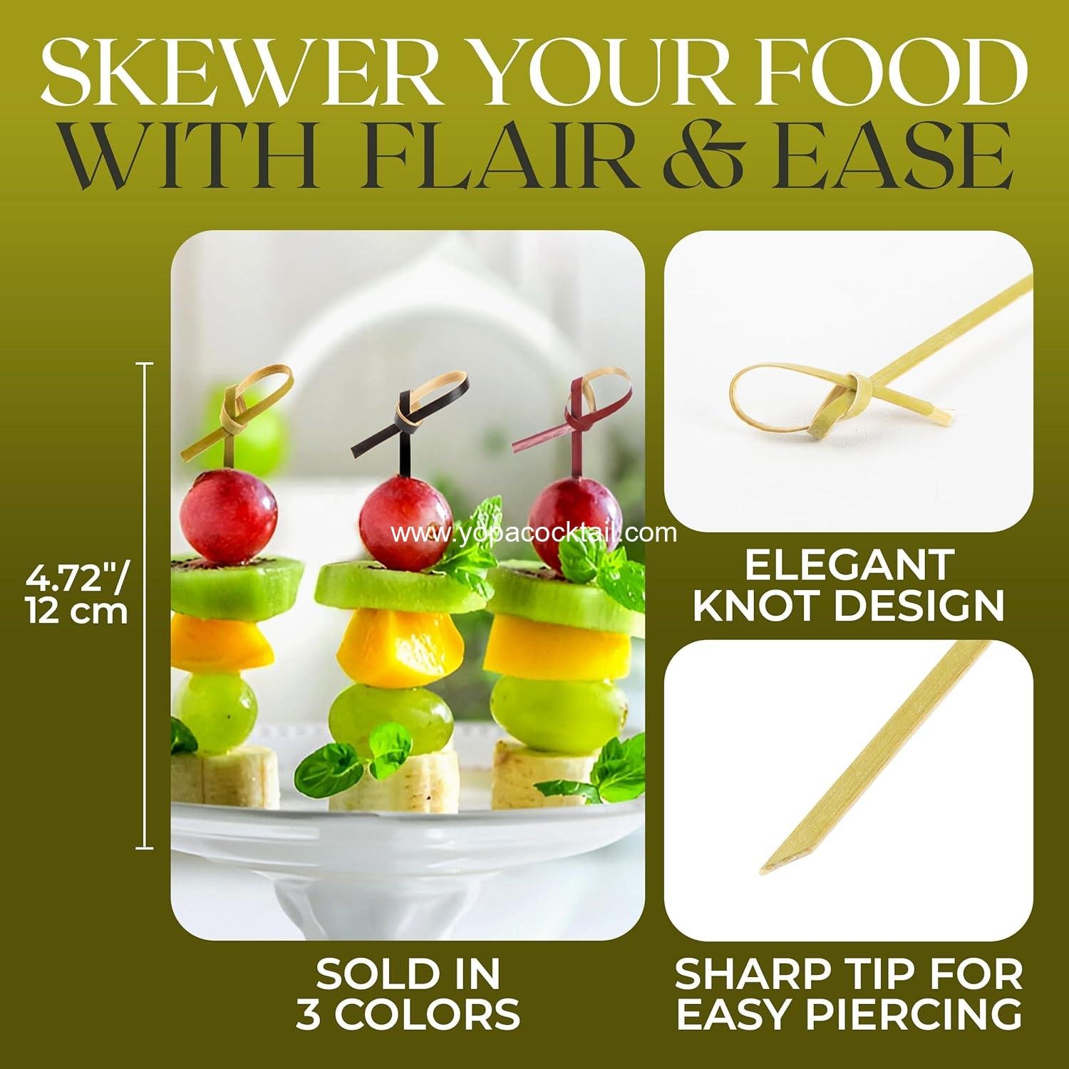 Wholesale 100 Pcs Green Bamboo Skewers 4.7