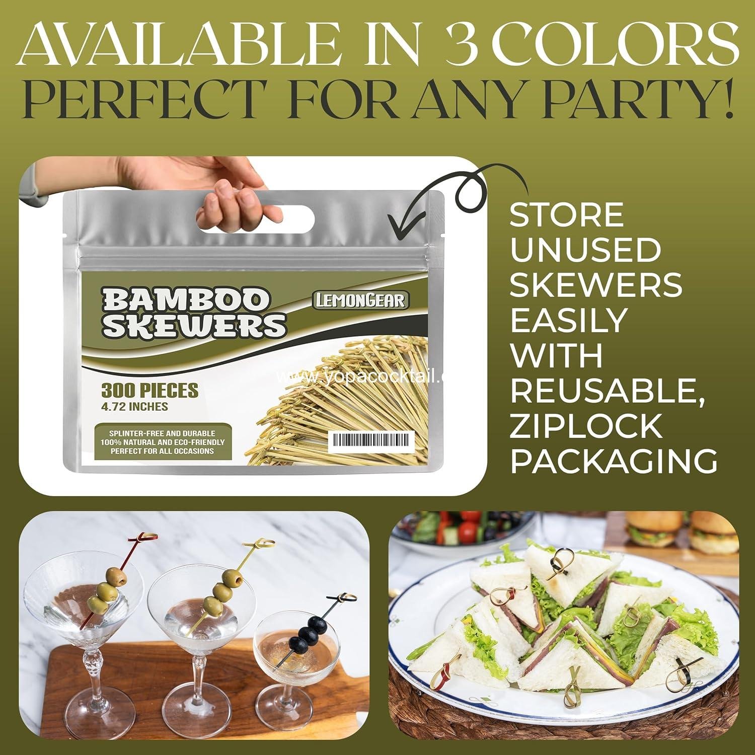 Wholesale 100 Pcs Green Bamboo Skewers 4.7