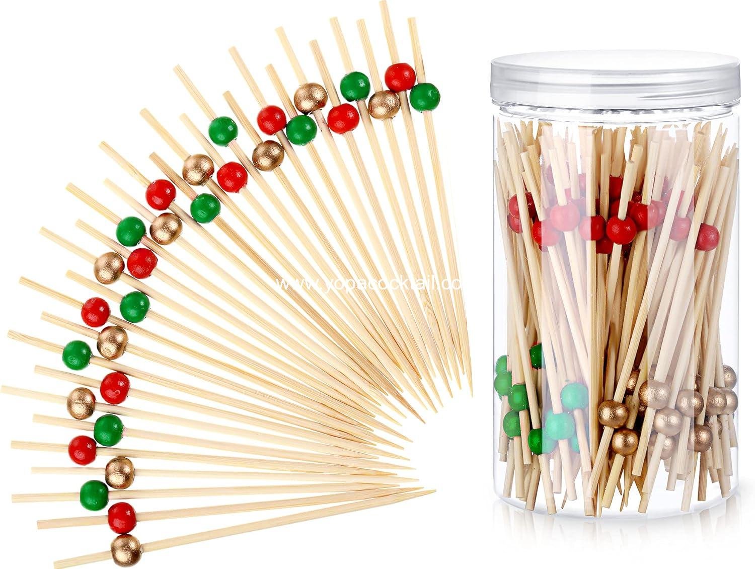 Patelai 120 Pcs Christmas Cocktail Picks 4.7 Inch Fancy Toothpicks for Appetizers Cocktail Skewers for Drinks Food Dessert Charcuterie Christmas Party Supplies(Red, Green, Gold)