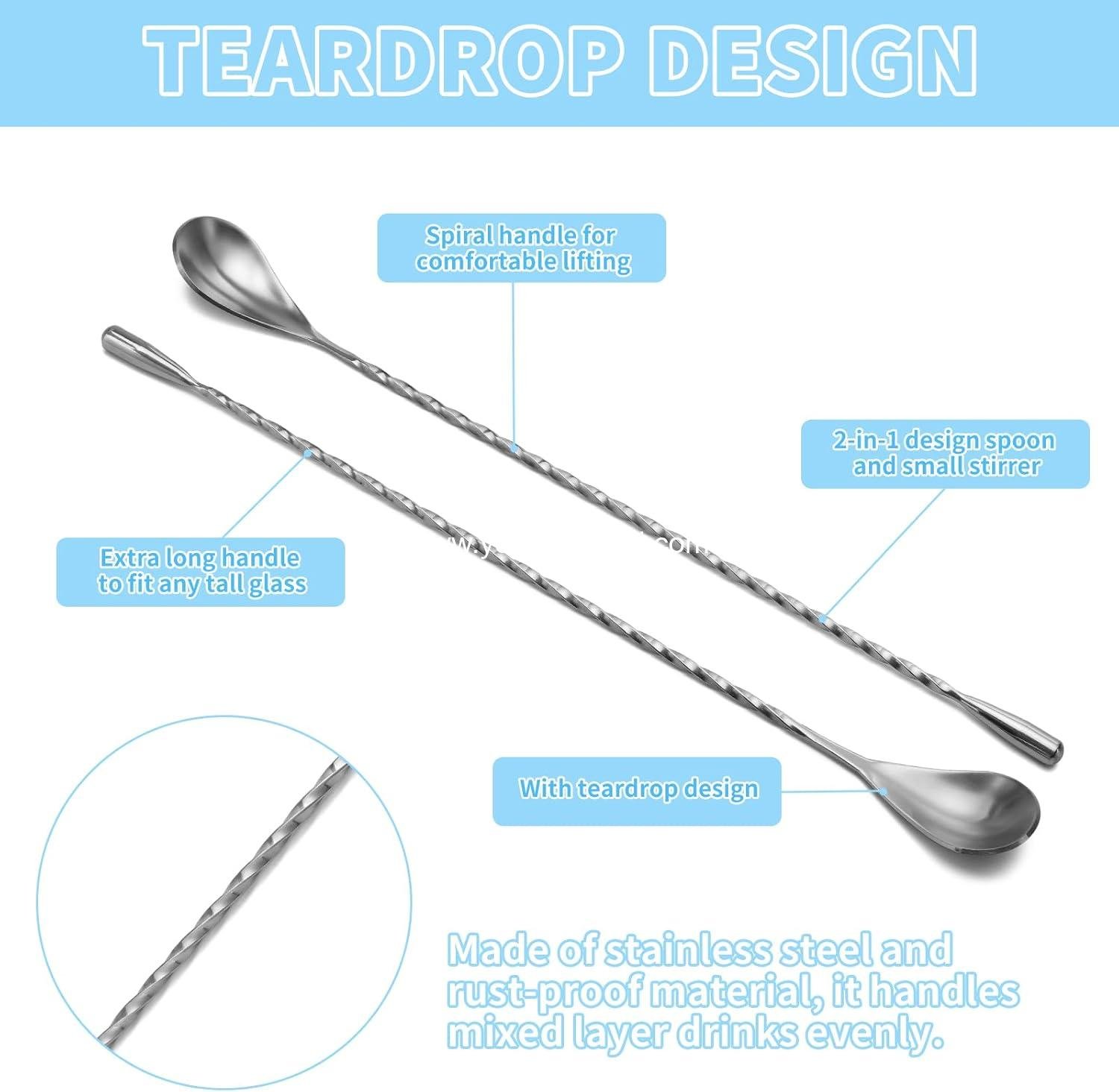 Wholesale 2 Pcs 12 Inch Stainless Steel Bar Mixing Spoon Cocktail Spoon Long Spoon with Spiral Pattern Manufacturer