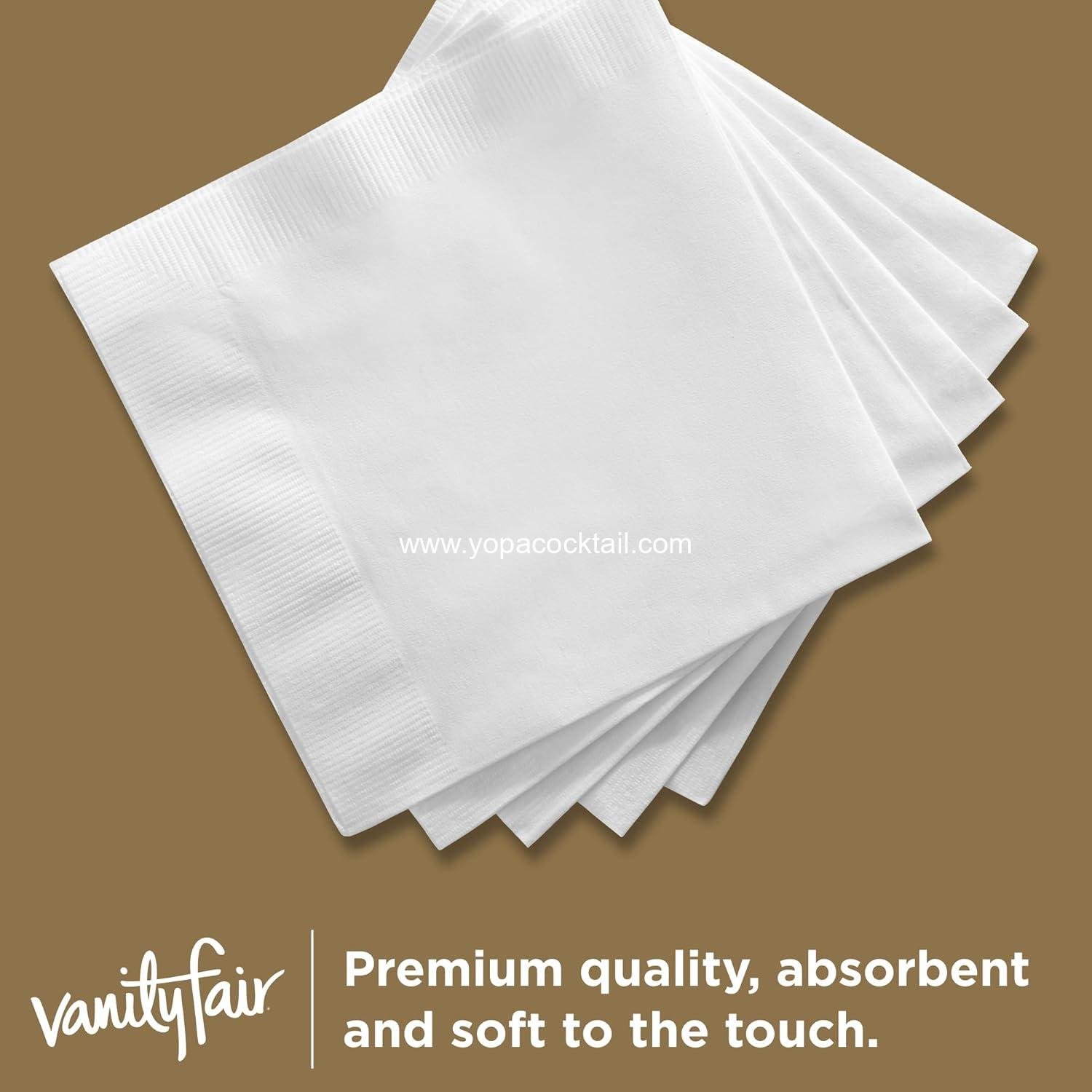 Wholesale 2-Ply Beverage Napkins, White, 40 Count, 4.9