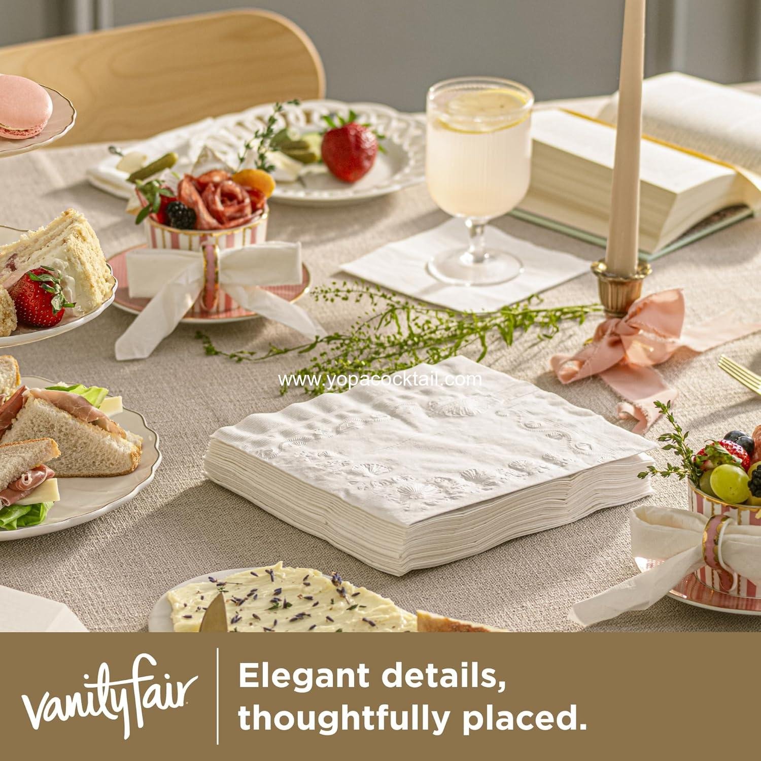 Wholesale 2-Ply Beverage Napkins, White, 40 Count, 4.9