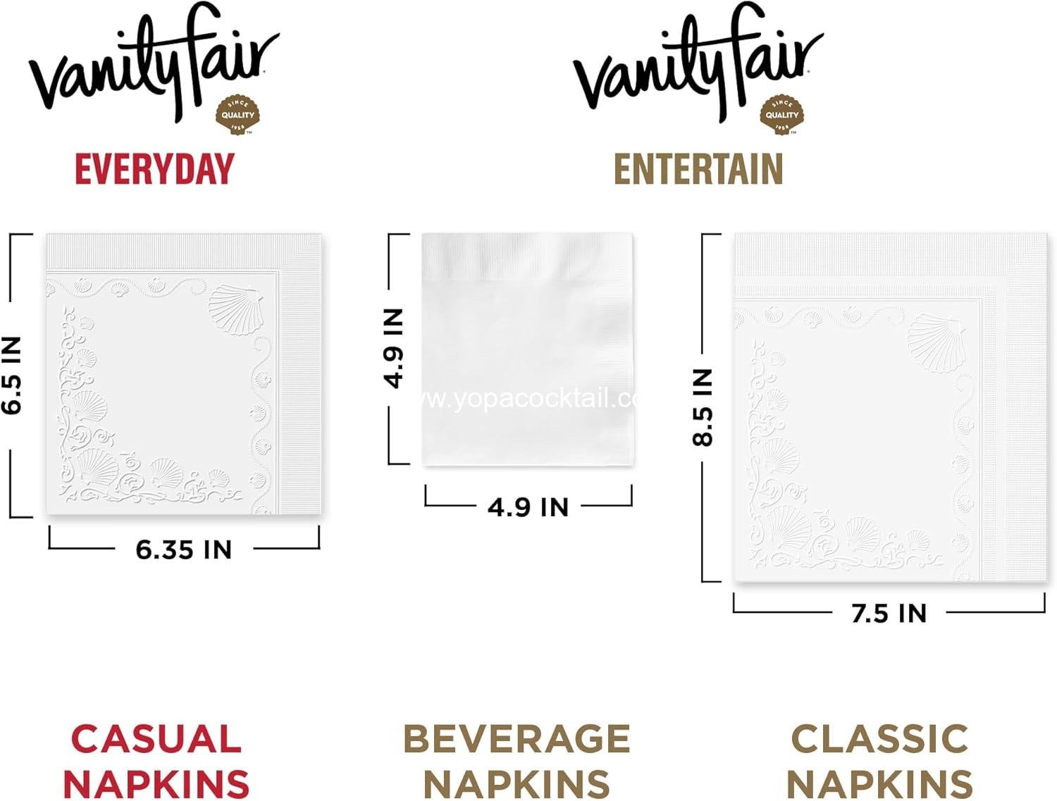 Wholesale 2-Ply Beverage Napkins, White, 40 Count, 4.9