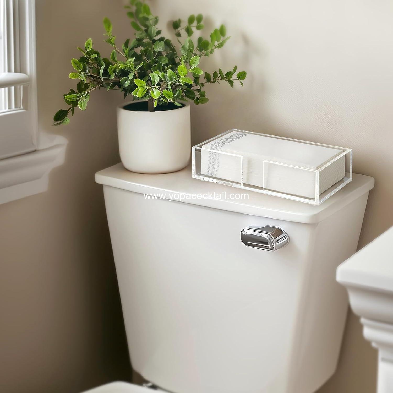 Wholesale Acrylic Guest Towel Holder Tray for Bathroom, Clear Rectangular Napkin Holder for Kitchen, Modern Disposable Hand Towel Tray for Home, Bar, Hotel, Office - Supplier