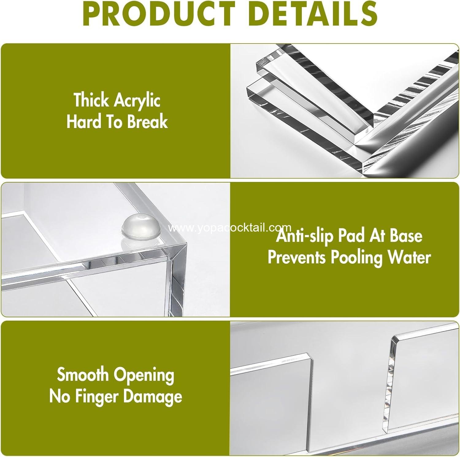 Wholesale Acrylic Guest Towel Holder Tray for Bathroom, Clear Rectangular Napkin Holder for Kitchen, Modern Disposable Hand Towel Tray for Home, Bar, Hotel, Office - Supplier