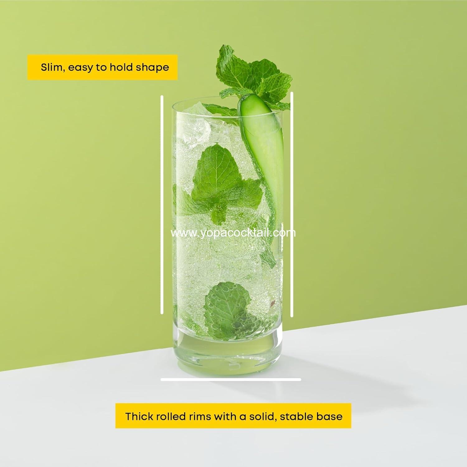 Wholesale 13oz Highball Glasses Set of 6, Lead-Free Crystal Drinking Glasses for Water, Mojito, Tom Collins, and Mixed Cocktails - Factory