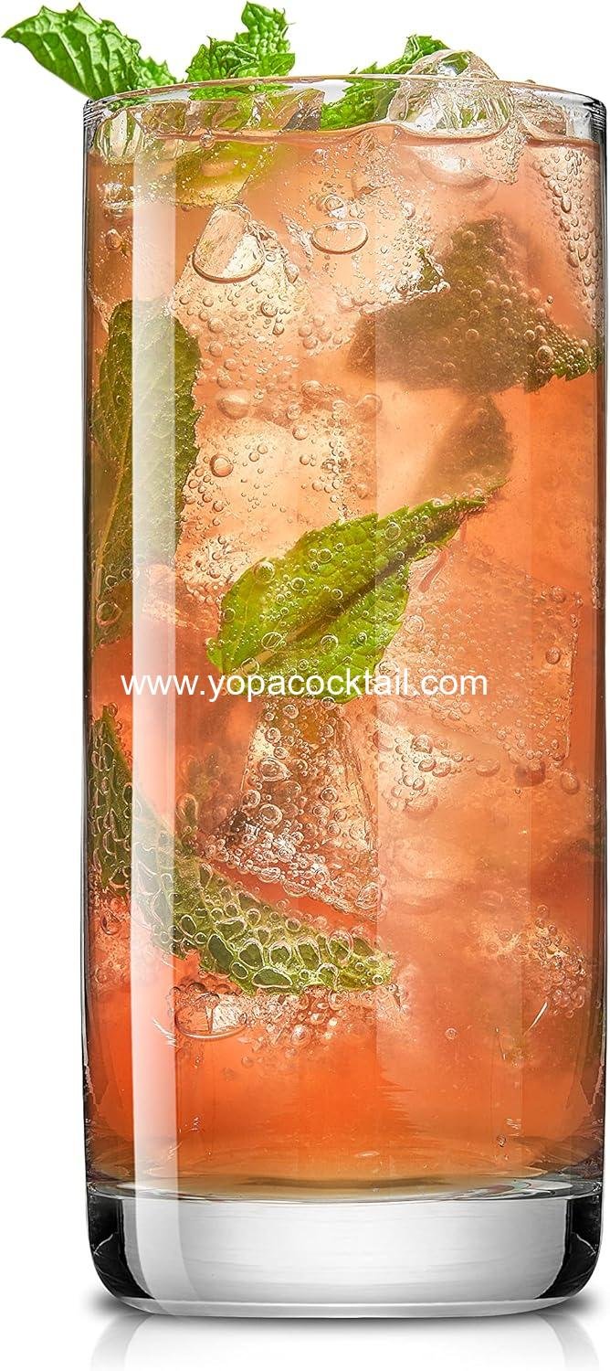 Wholesale 13oz Highball Glasses Set of 6, Lead-Free Crystal Drinking Glasses for Water, Mojito, Tom Collins, and Mixed Cocktails - Factory