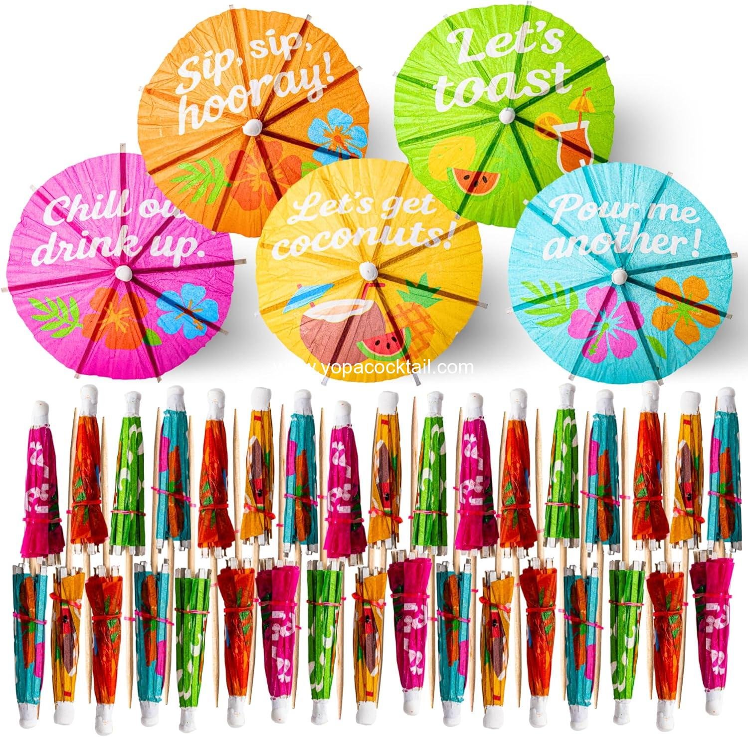 Wholesale Tropical Paper Cocktail Umbrellas for Drinks - 200 PCS Mini Drink Umbrellas for Tiki Luau Hawaiian Party Decorations, Cocktail Picks and Garnish Topper Sticks Supplier