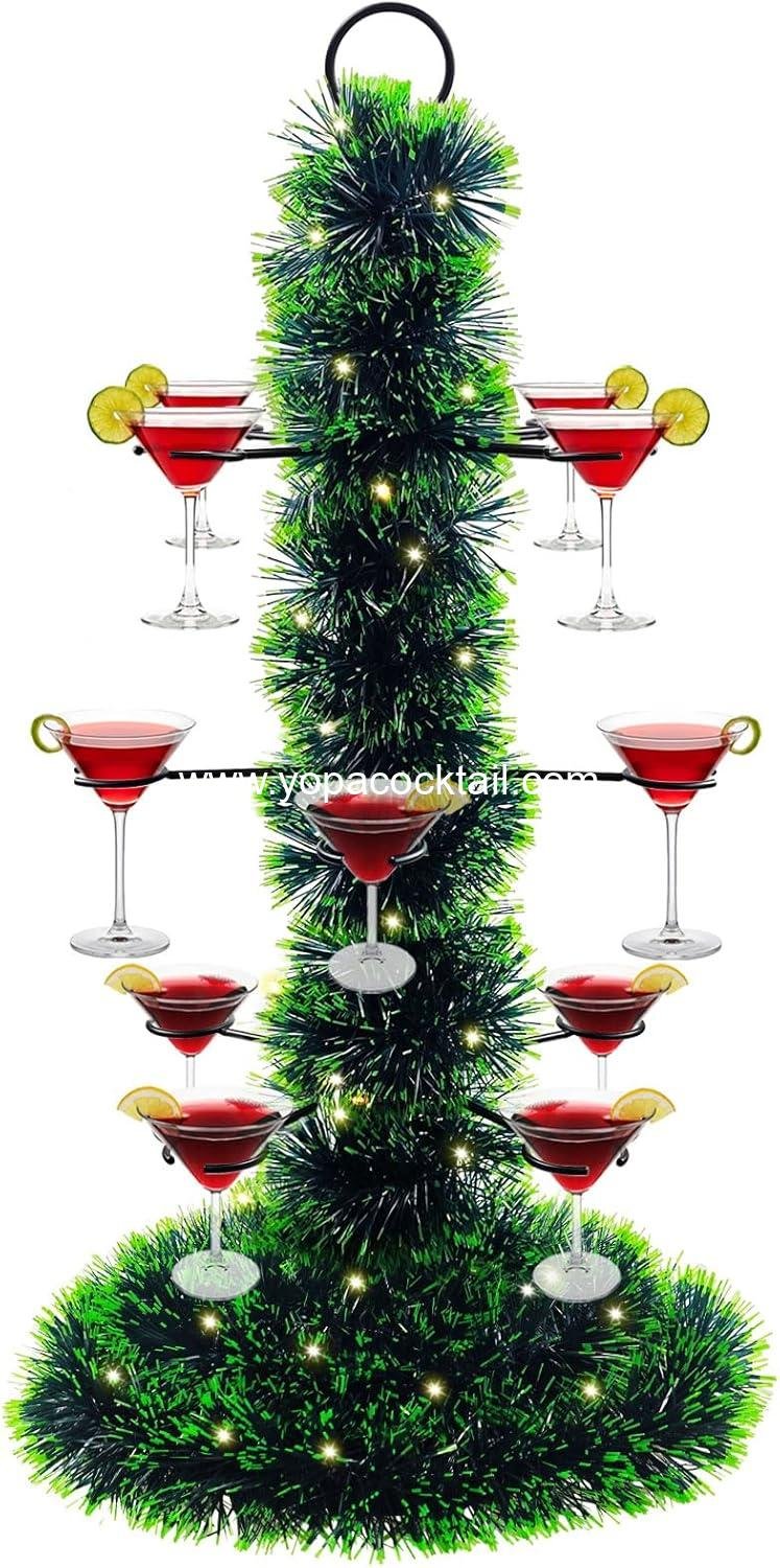 Wholesale Christmas Cocktail Tree Stand for Drinks, Metal Champagne Tower with 3 Tiers and 12 Holders, Perfect for Parties and Celebrations, Factory.