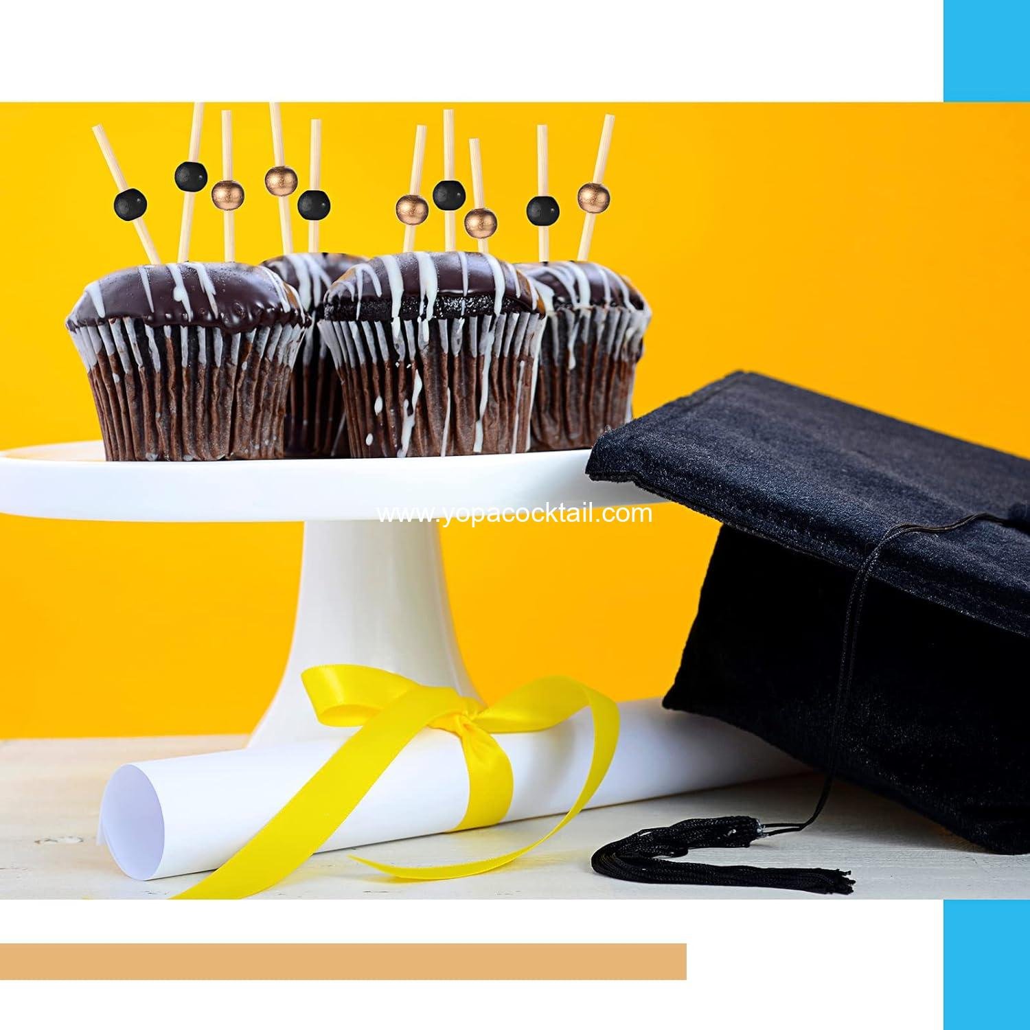 Wholesale 120 Pcs Christmas Cocktail Picks 4.7 Inch Fancy Toothpicks Appetizer Skewers for Drinks Desserts Charcuterie Party Supplies (Gold, Black) Supplier