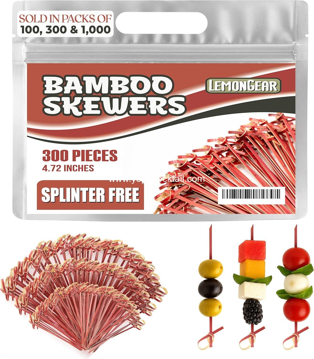 Wholesale 100 Pcs Red Bamboo Skewers 4.7