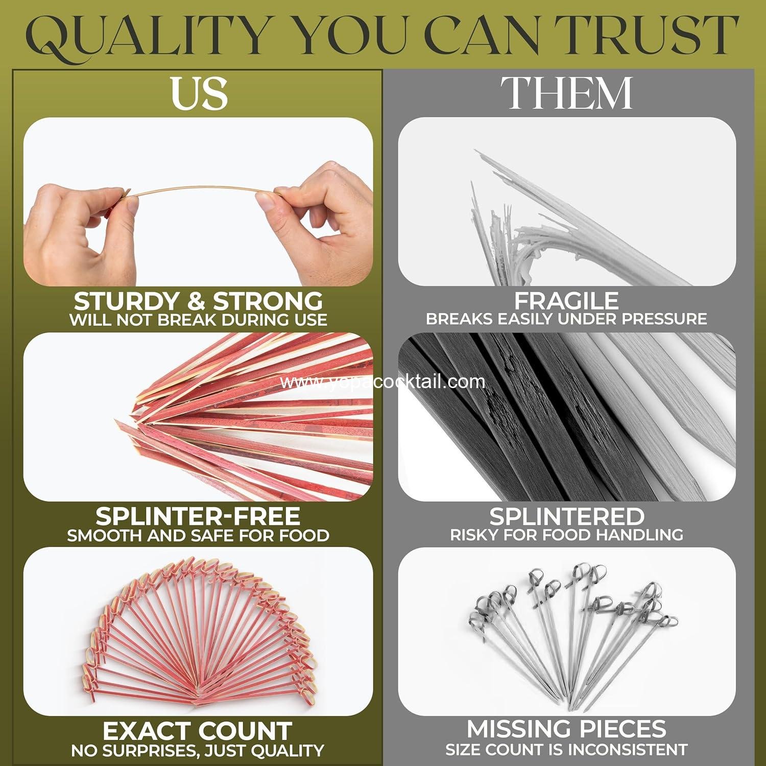 Wholesale 100 Pcs Red Bamboo Skewers 4.7