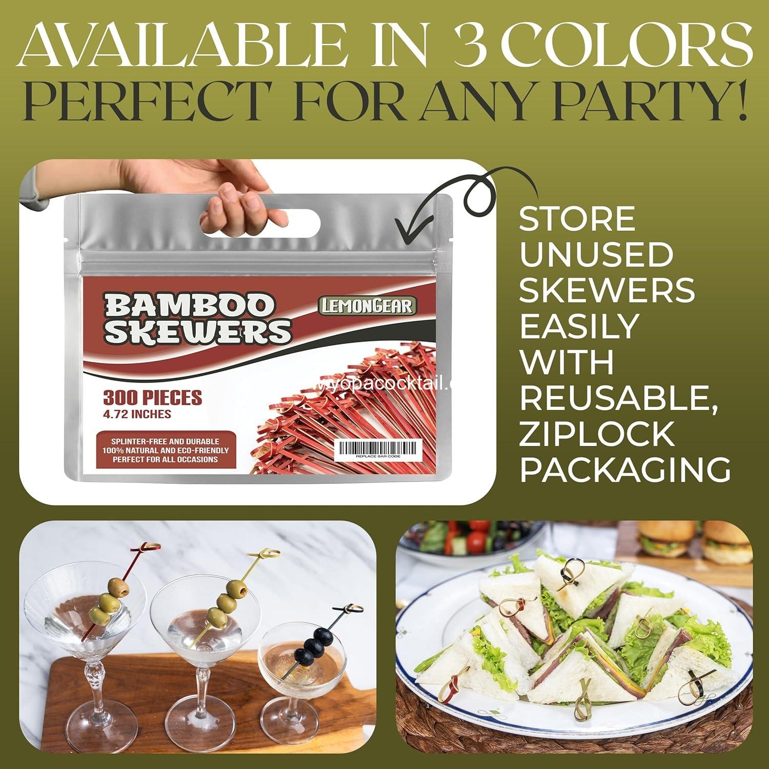 Wholesale 100 Pcs Red Bamboo Skewers 4.7