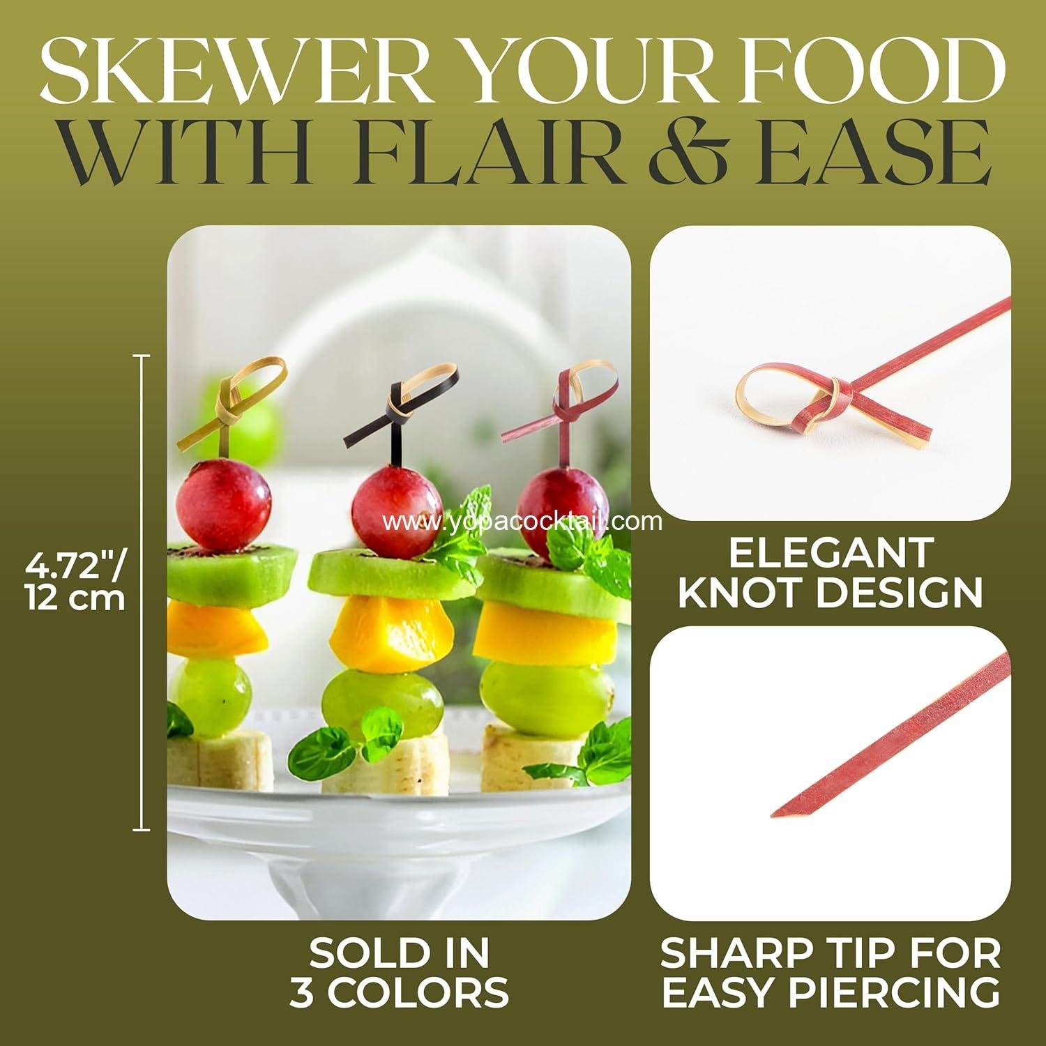 Wholesale 100 Pcs Red Bamboo Skewers 4.7