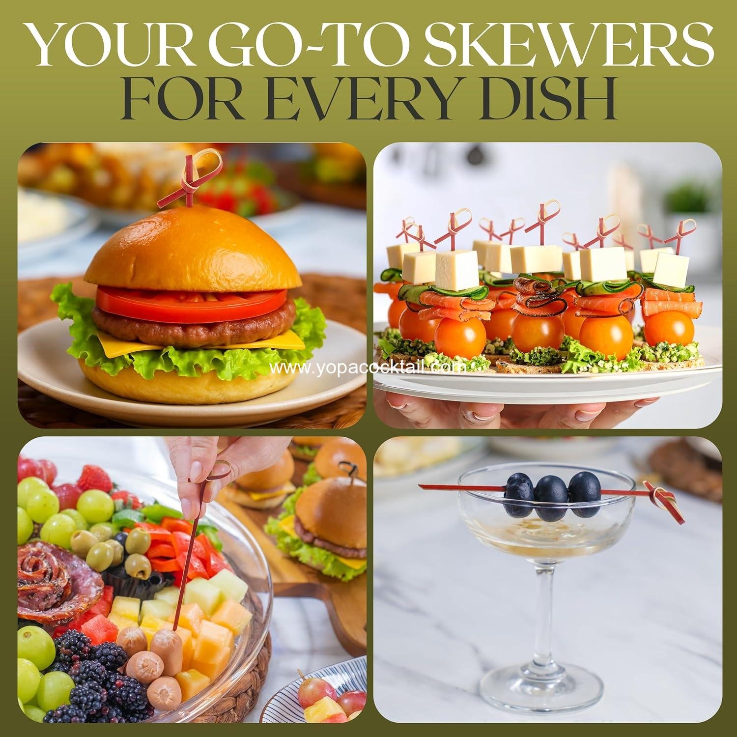 Wholesale 100 Pcs Red Bamboo Skewers 4.7