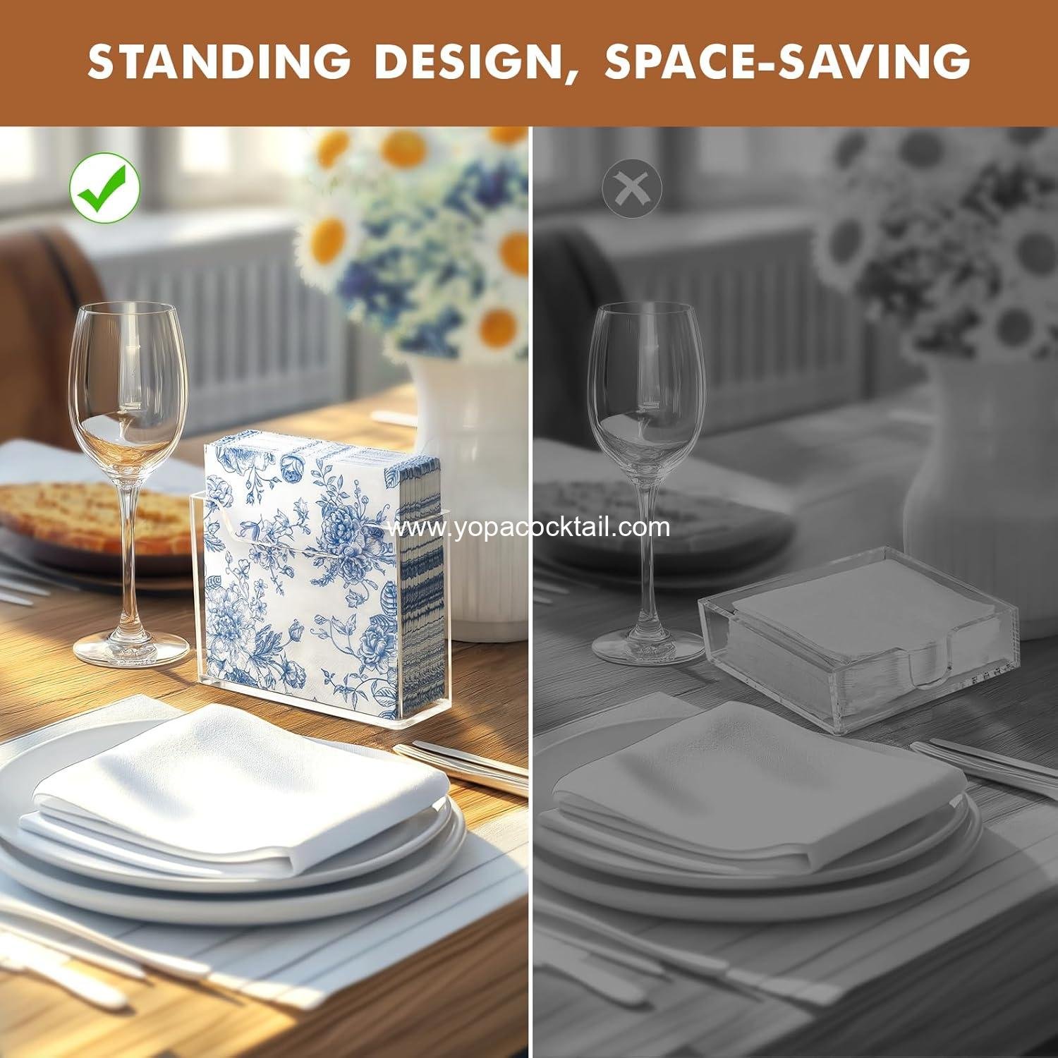 Wholesale Clear Acrylic Napkin Holder for Table, Modern Vertical Paper Napkin Holder for Kitchen and Dinner Table, Guest Napkin Holder for Home or Restaurant, OEM