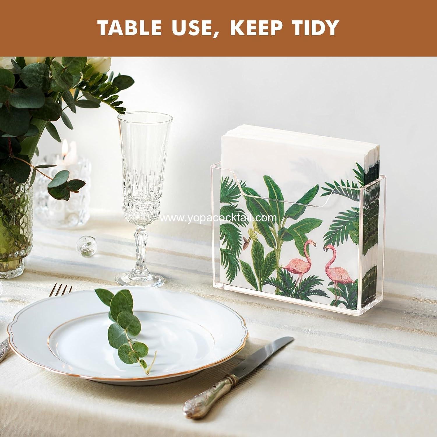 Wholesale Clear Acrylic Napkin Holder for Table, Modern Vertical Paper Napkin Holder for Kitchen and Dinner Table, Guest Napkin Holder for Home or Restaurant, OEM