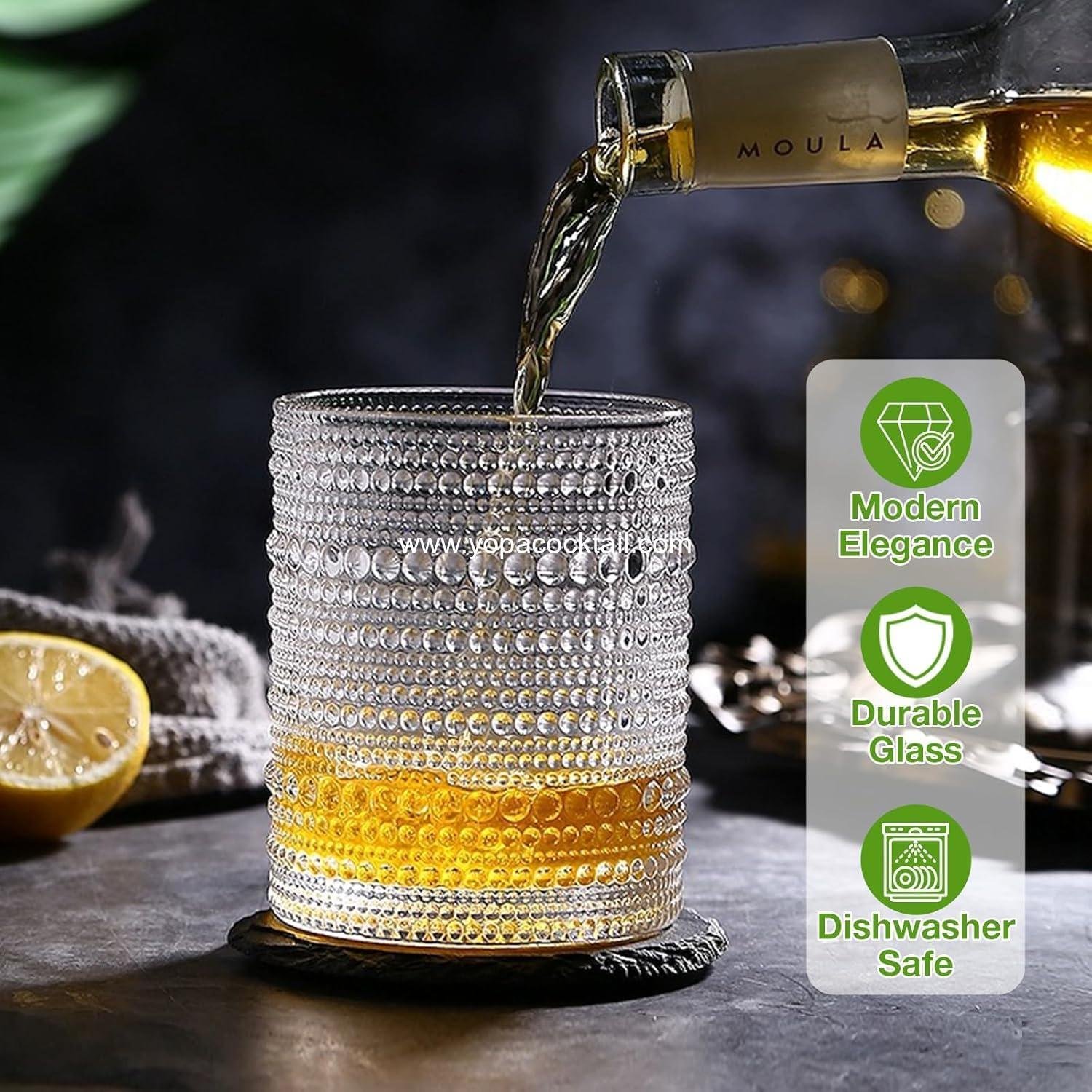 OEM Vintage Hobnail Drinking Glasses Set of 8, 12 oz Highball & 10 oz Cocktail Glasses, Kitchen Water Tumblers for Beer, Juice, Whiskey, Milk - supplier