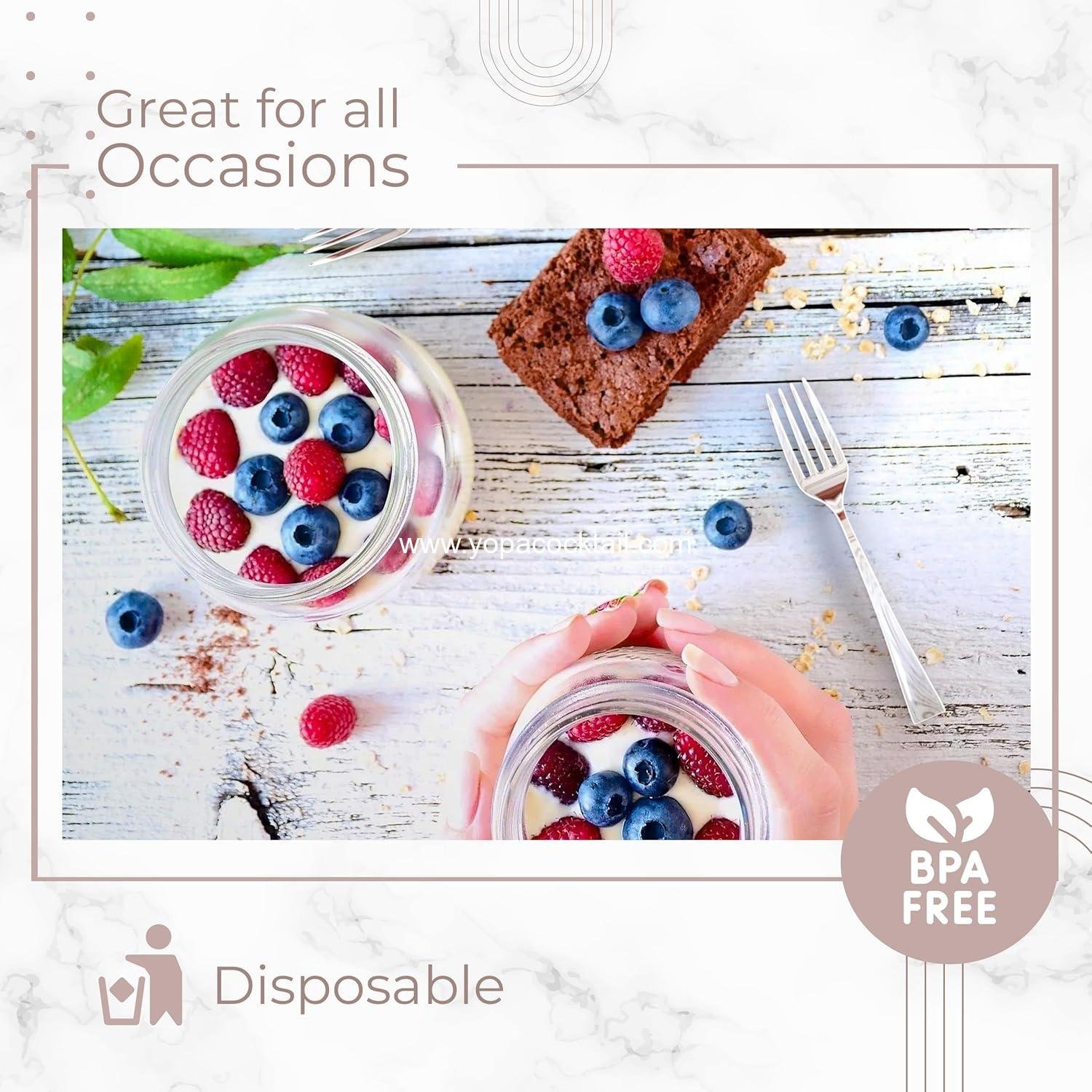 Wholesale Heavy Duty Plastic Mini Forks 100CT Premium Silver Look Dessert Tasting Forks Supplier Wholesale Heavy Duty Plastic Mini Forks 100CT Premium Silver Look Dessert Tasting Forks Supplier