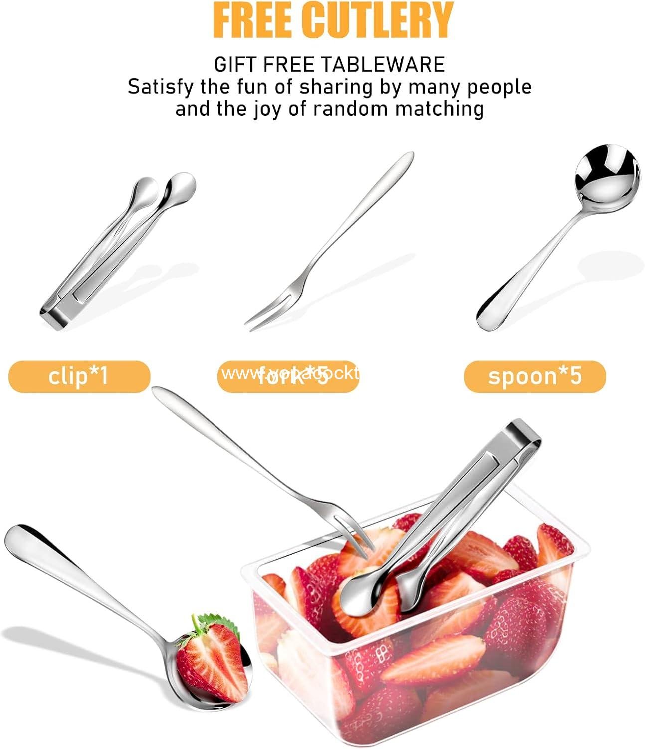 Wholesale Chilled Condiment Tray with Stainless Steel 5 Spoon, 5 Forks, and 1 Clip, Removable Trays and Lid, Bar Garnish Holder on Ice for Fruit and Salad Accessories, Supplier