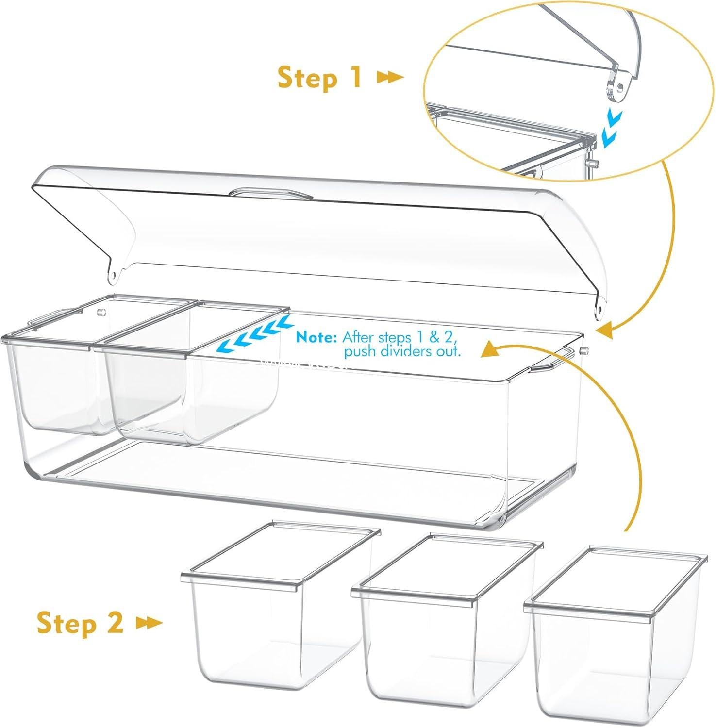 Wholesale Chilled Condiment Tray with Stainless Steel 5 Spoon, 5 Forks, and 1 Clip, Removable Trays and Lid, Bar Garnish Holder on Ice for Fruit and Salad Accessories, Supplier
