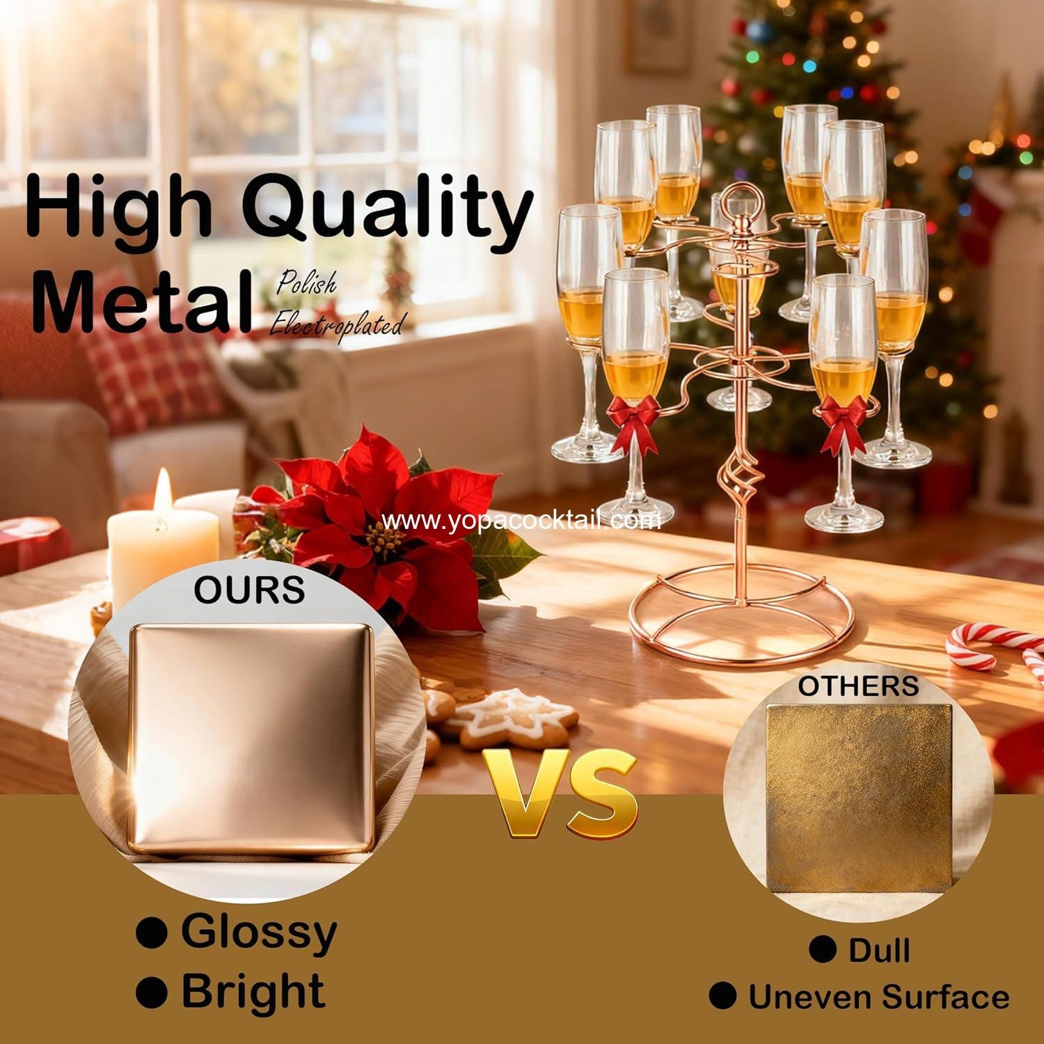 Wholesale Champagne Tree Stand for 10 Glasses, Rose Gold Cocktail Drink Tower, Screw-on Metal Cocktail Stand for Bar, Party, Wedding, or Birthday - Supplier