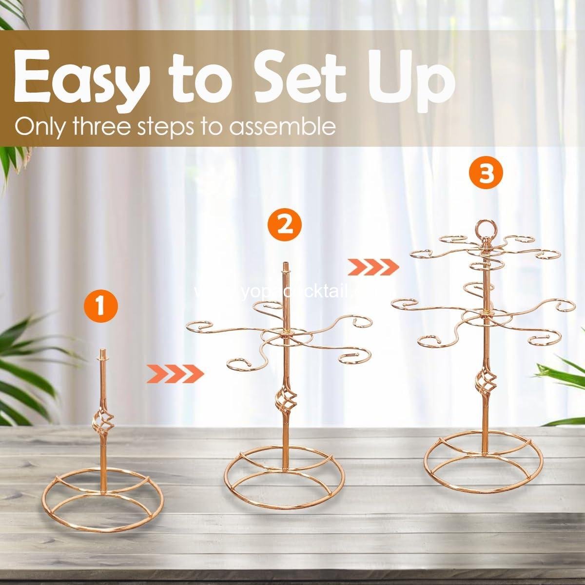 Wholesale Champagne Tree Stand for 10 Glasses, Rose Gold Cocktail Drink Tower, Screw-on Metal Cocktail Stand for Bar, Party, Wedding, or Birthday - Supplier