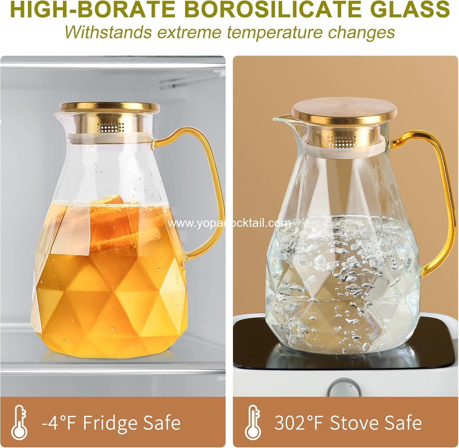 Wholesale 2.2 Liter Glass Pitcher with Lid - Iced Tea Carafe for Fridge, Versatile Water Jug for Juice, Milk, and Cold or Hot Beverages - 2 Quart Supplier
