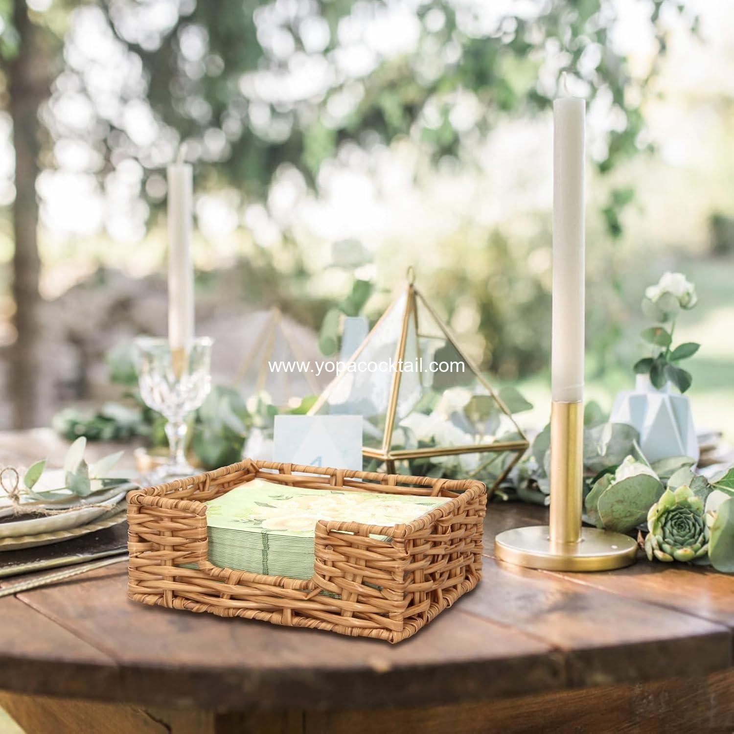 Wholesale Rattan Napkin Holder - Square Cocktail Napkin Holder Tray for Kitchen and Bathroom, 6