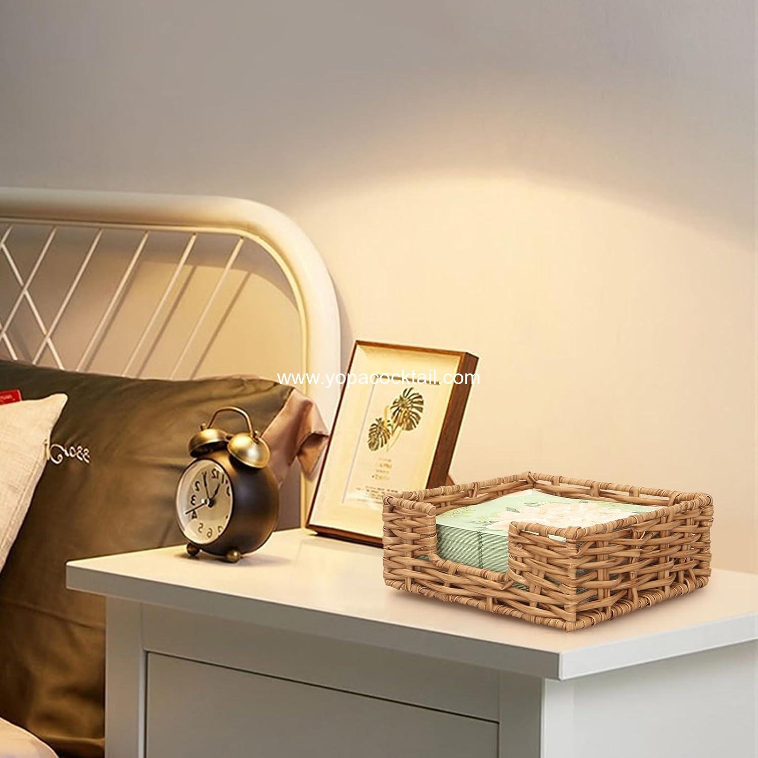 Wholesale Rattan Napkin Holder - Square Cocktail Napkin Holder Tray for Kitchen and Bathroom, 6