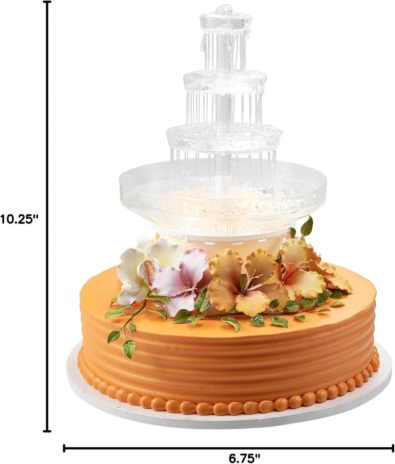Wholesale 3-Tier Wedding Fountain Cake Decoration, Beautiful Water Fountain with Light Base, Easy Setup, Multi-Color - Supplier