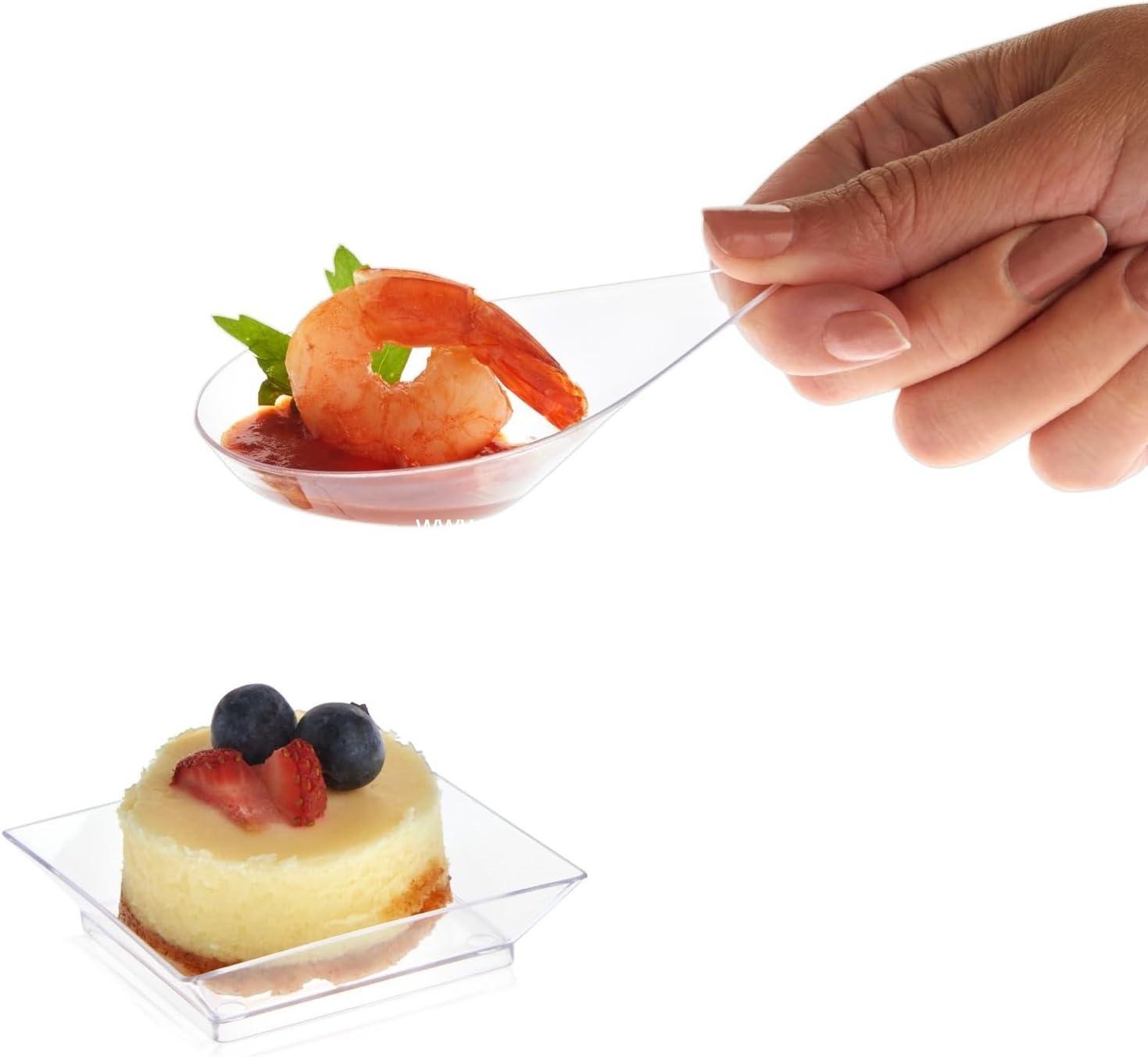 Wholesale Disposable Appetizer Plates and Teardrop Spoons Set - Durable 72-Piece Set with 2.5