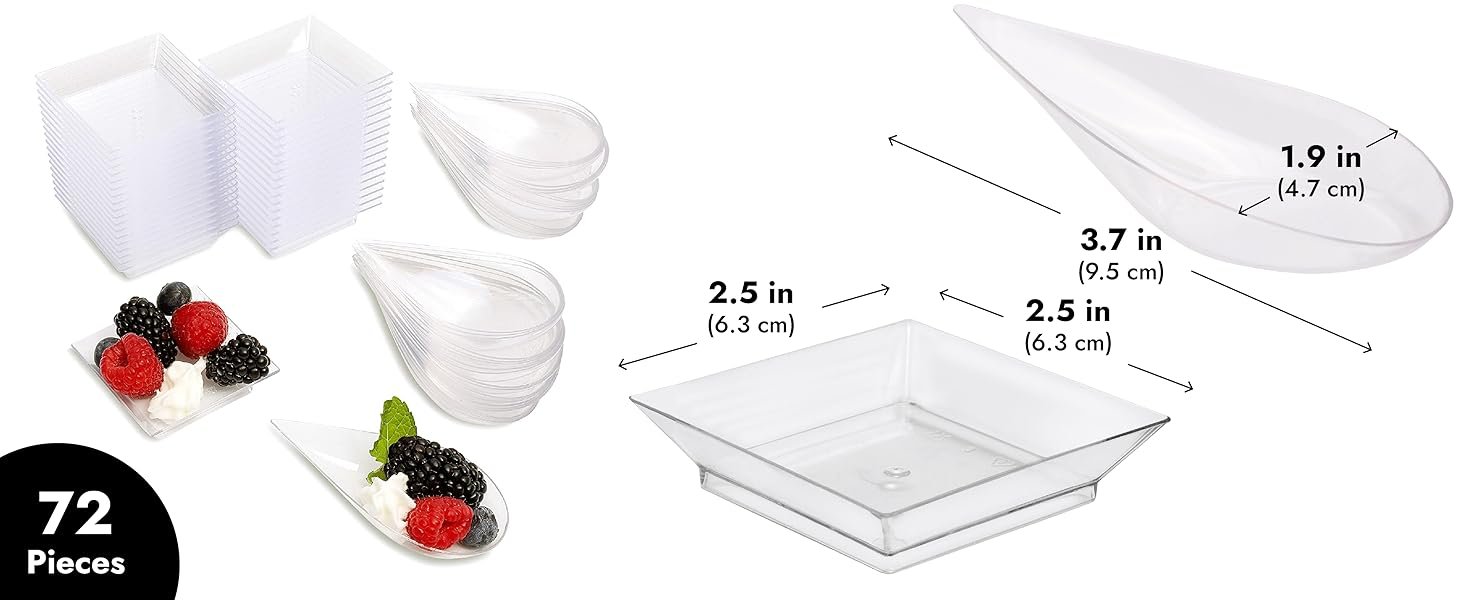 Wholesale Disposable Appetizer Plates and Teardrop Spoons Set - Durable 72-Piece Set with 2.5