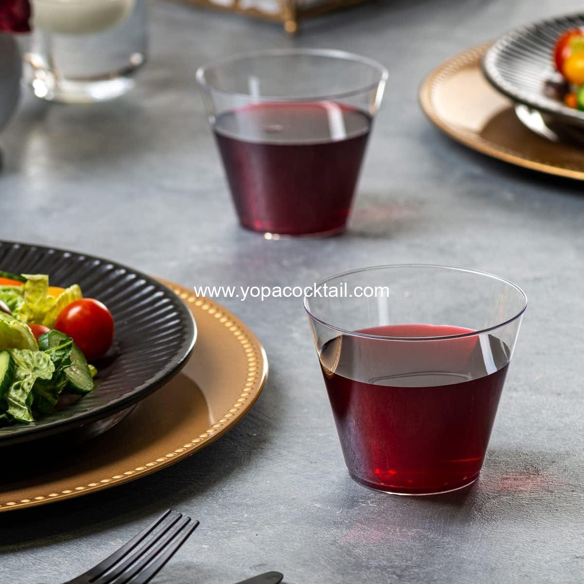 Wholesale Clear Hard Plastic Cups 9 oz Squat - 200 Count Small Disposable Party Cocktail Glasses Supplier
