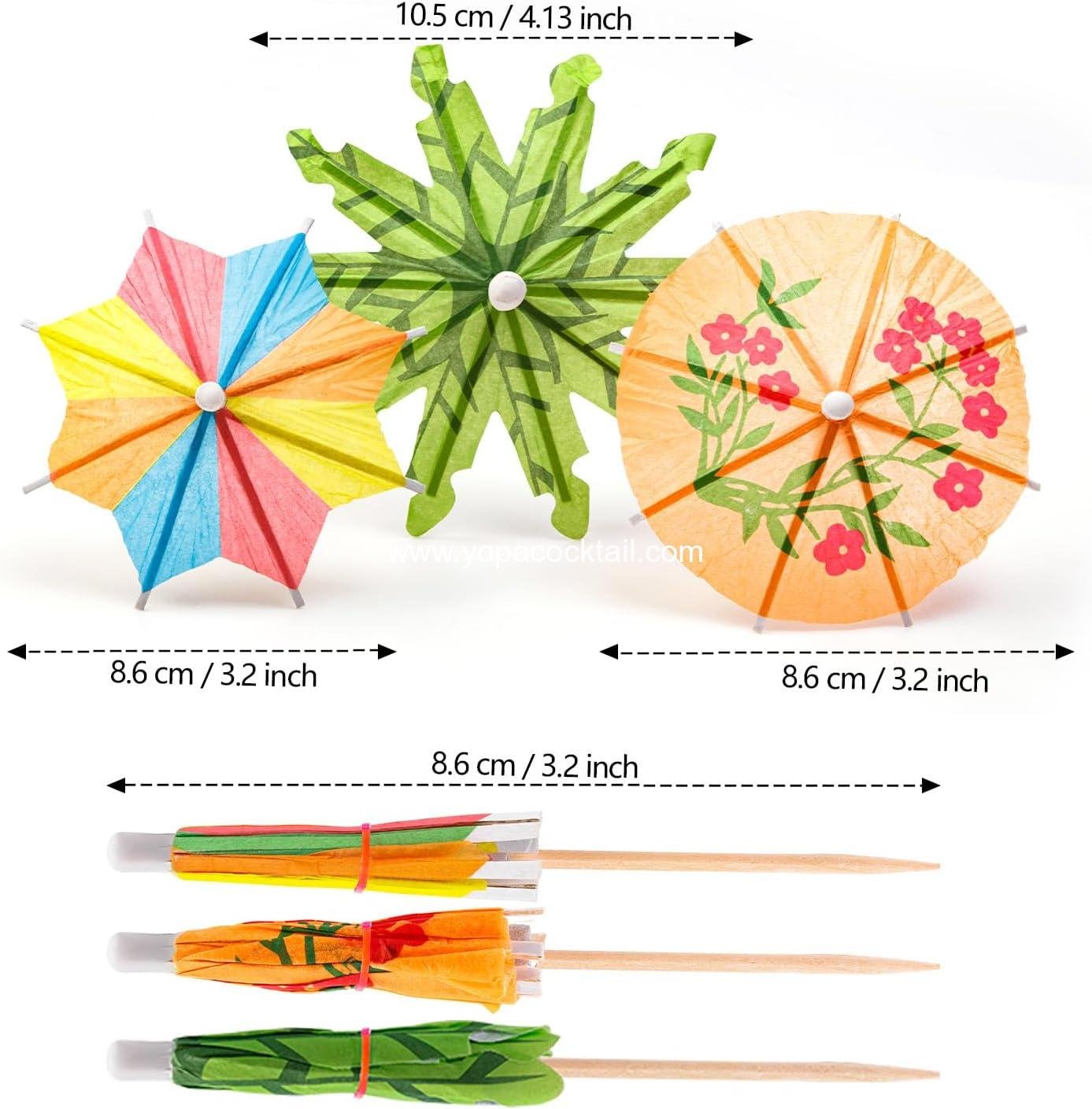 Wholesale 152 Pcs Cocktail Umbrella Picks, Hawaiian Drink Umbrellas for Tiki Bars, Fruit Platters, Birthday Parties, Assorted Colors, 3 Styles - Factory