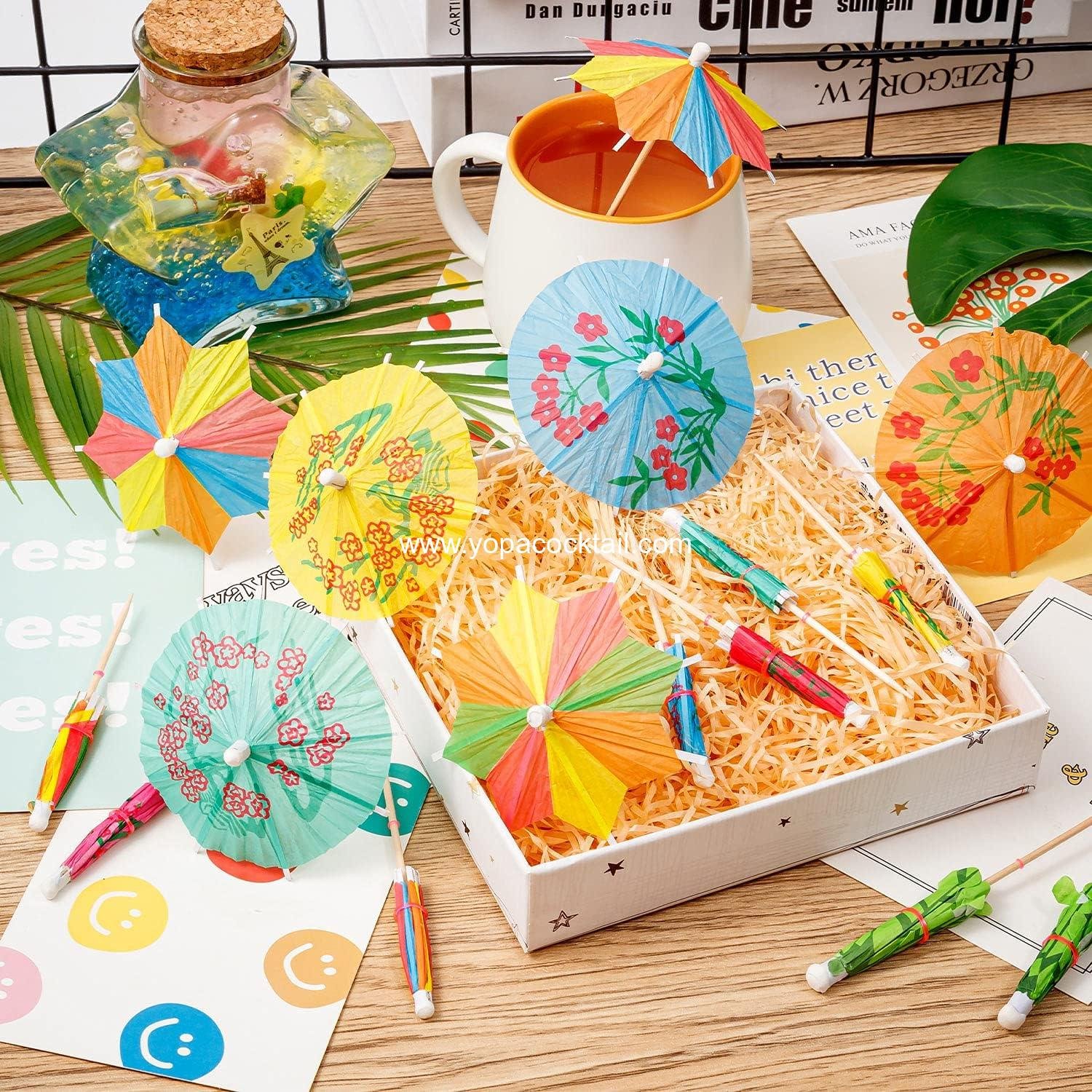 Wholesale 152 Pcs Cocktail Umbrella Picks, Hawaiian Drink Umbrellas for Tiki Bars, Fruit Platters, Birthday Parties, Assorted Colors, 3 Styles - Factory