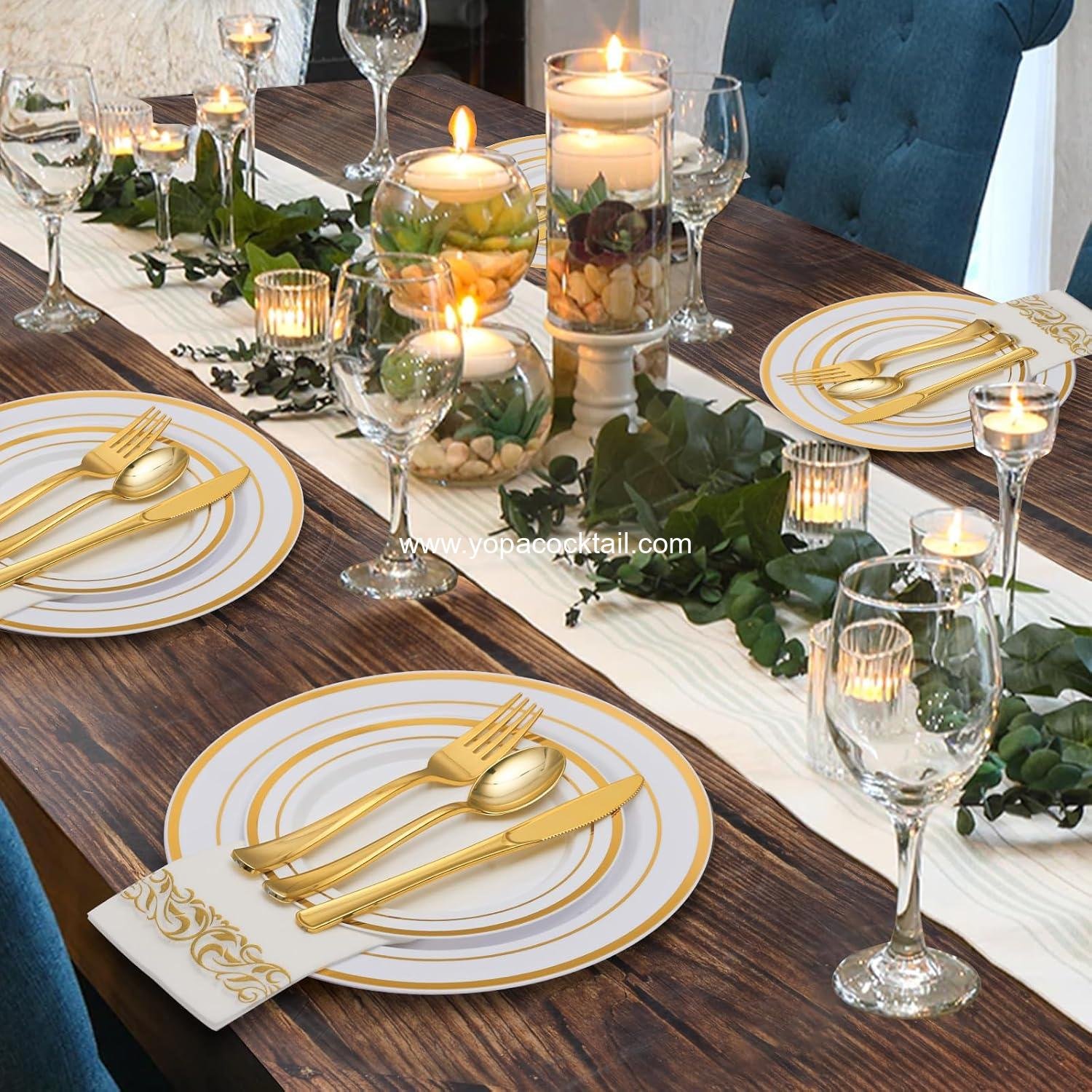 Wholesale 50 Pack Gold Plastic Forks, Heavy Duty Disposable Cutlery for Weddings, Parties, Dinners, and Thanksgiving - Supplier
