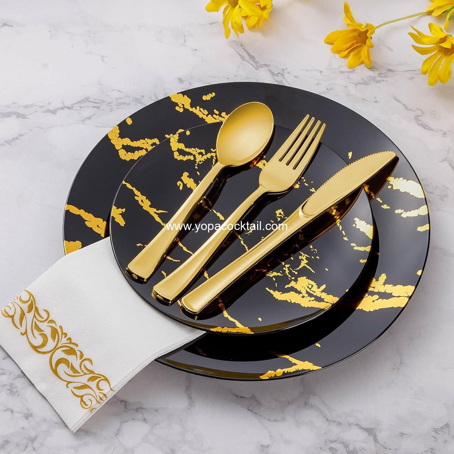 Wholesale 50 Pack Gold Plastic Forks, Heavy Duty Disposable Cutlery for Weddings, Parties, Dinners, and Thanksgiving - Supplier
