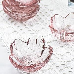 Wholesale Pink Cherry Flower Crystal Glass Appetizer Plates, 6-Piece Set with Gold Rim, Mini Dipping Bowls for Ice Cream and Sushi, Ideal for Charcuterie Board - Supplier