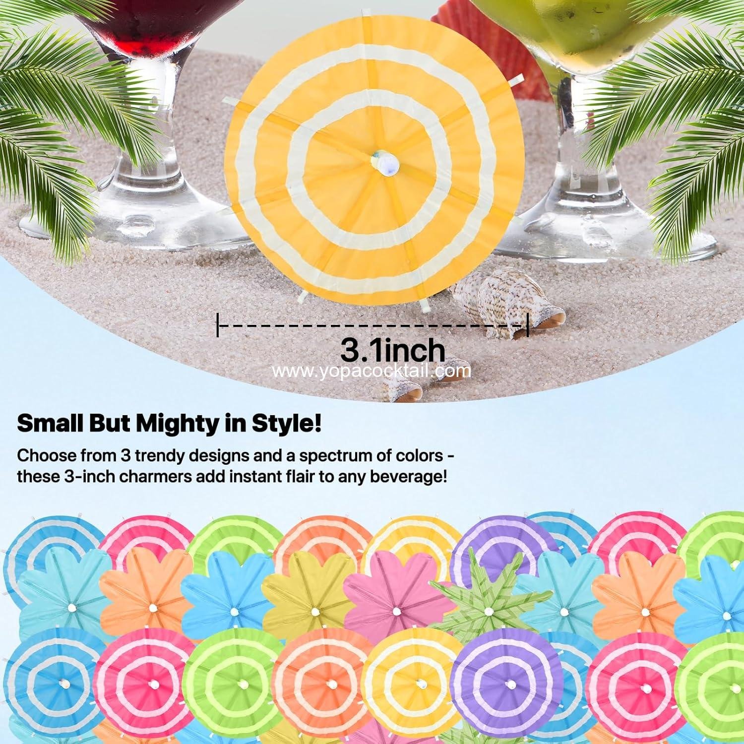 Wholesale 150 PCS Mini Cocktail Umbrellas Picks - 3 Styles Paper Drink Umbrellas for Tropical Parties, Decorations, and Cupcake Toppers - ODM Supplier