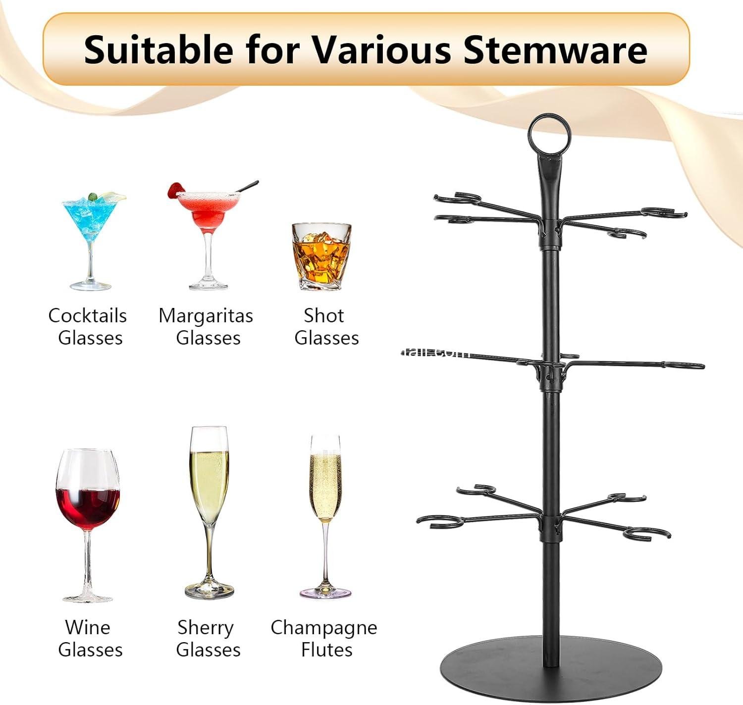 Wholesale Cocktail Tree Stand - 3 Tier Drink Holder for 12 Champagne, Martini, Margarita Cups - Ideal for Graduation, Bridal Showers, Birthdays, Housewarmings, and Bachelorette Parties Supplier