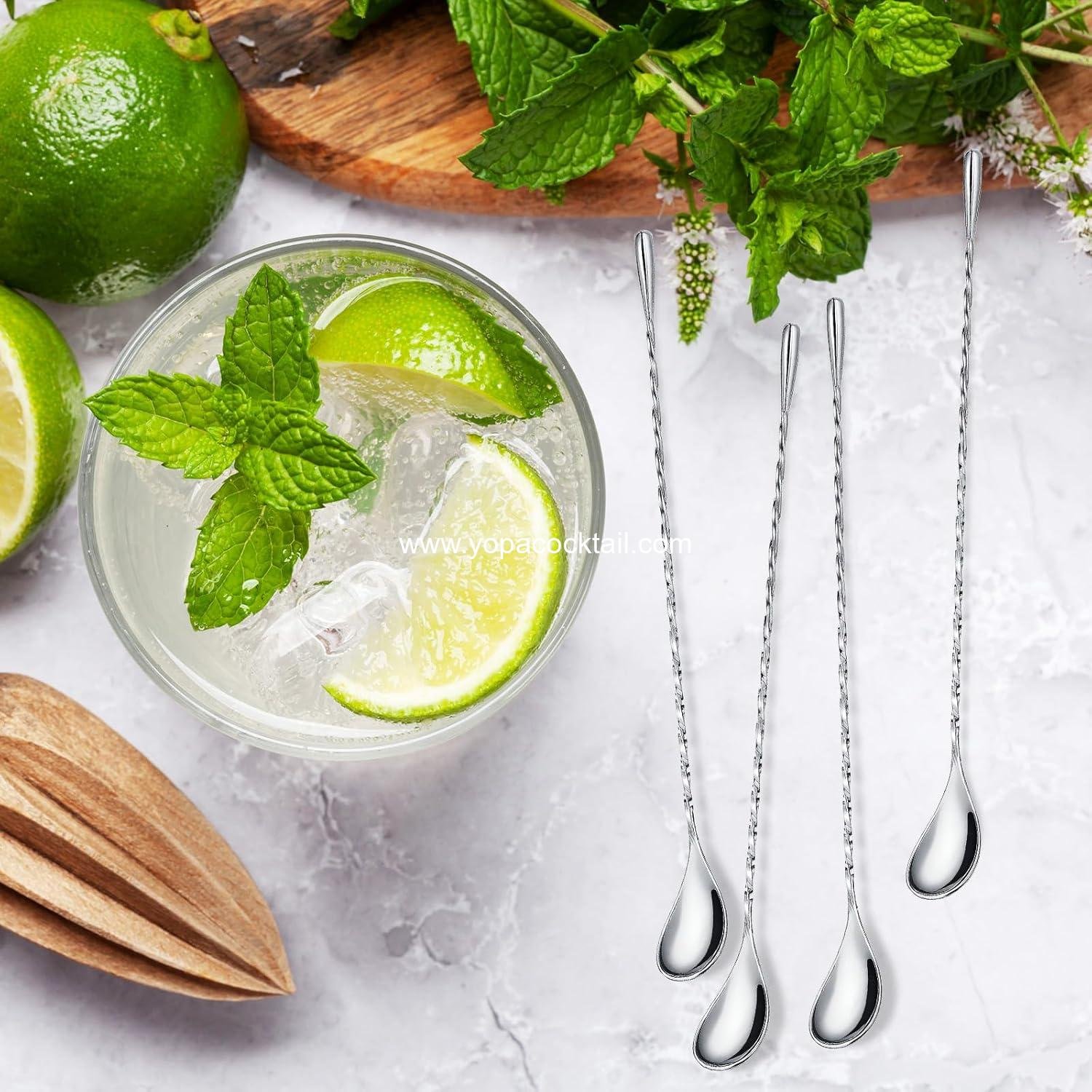 Wholesale 8 Pcs 12 Inch Cocktail & Coffee Spoons - Long Handle Stainless Steel Mixing Tool for Baristas and Bartenders (Silver) - Supplier Wholesale 8 Pcs 12 Inch Cocktail & Coffee Spoons - Long Handle Stainless Steel Mixing Tool for Baristas and Bartenders (Silver) - Supplier